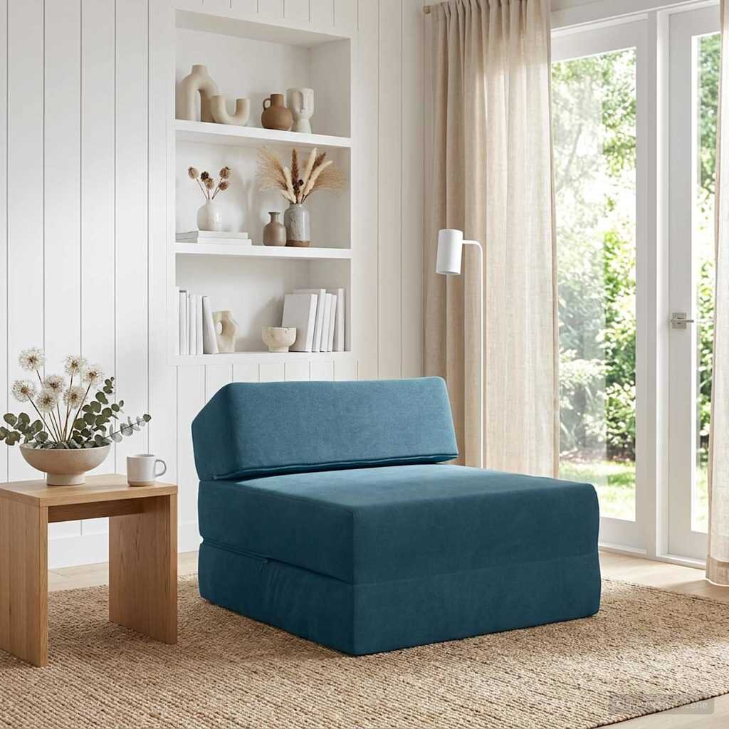 vidaXL Сгъваем диван легло Синьо 60 x 70 x 41 см Текстил