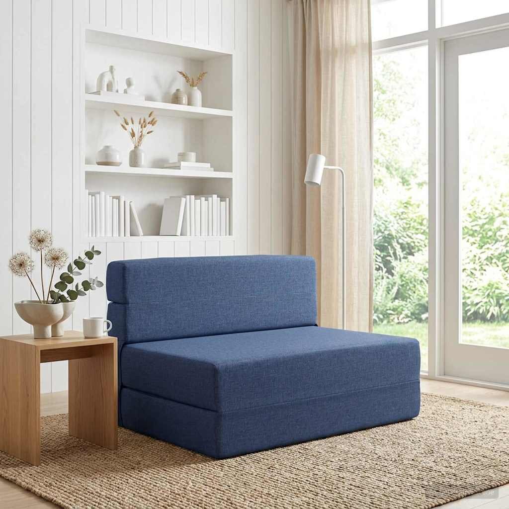 vidaXL Сгъваем диван легло Синьо 70 x 72 x 60 см Текстил