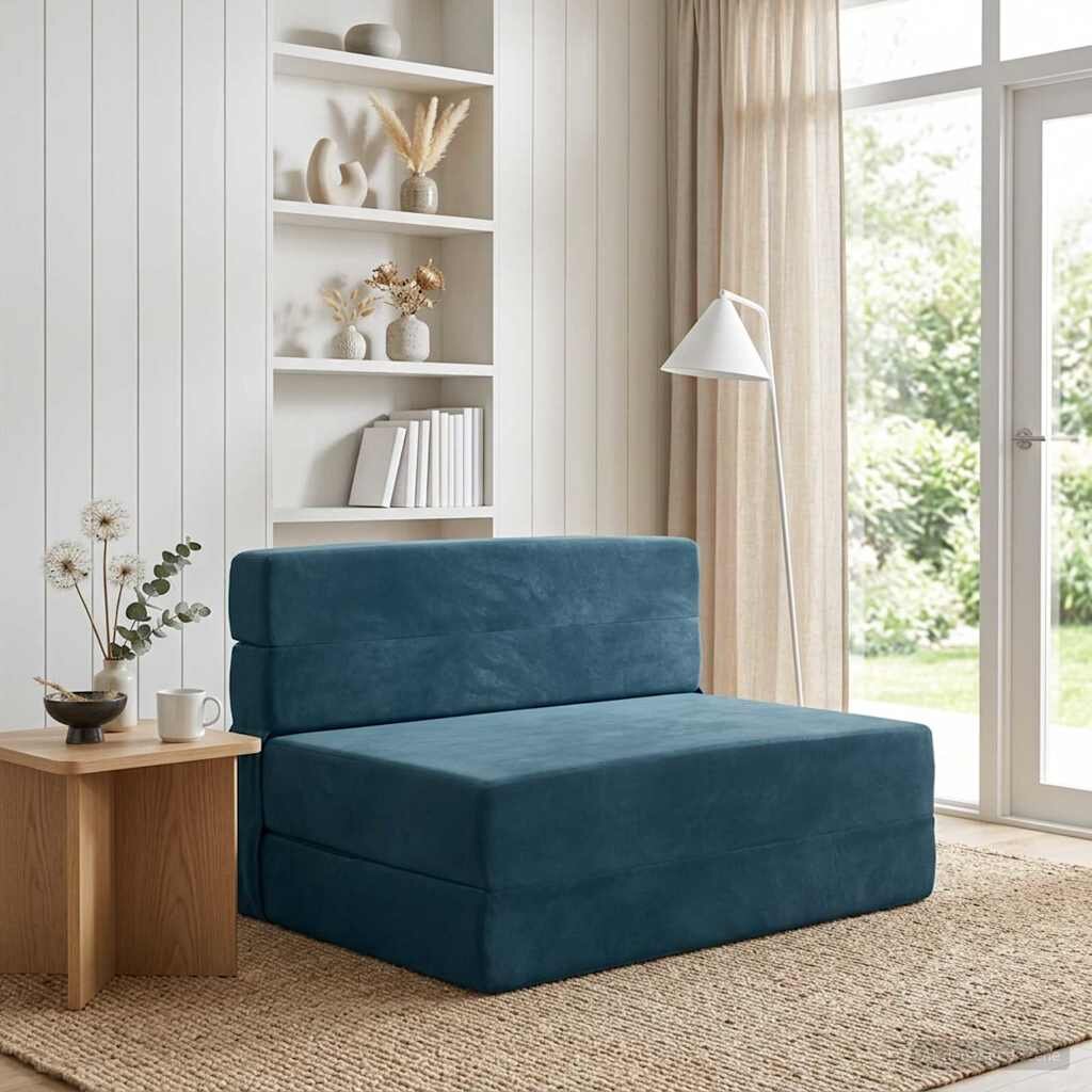 vidaXL Сгъваем диван легло Синьо 70 x 72 x 60 см Текстил