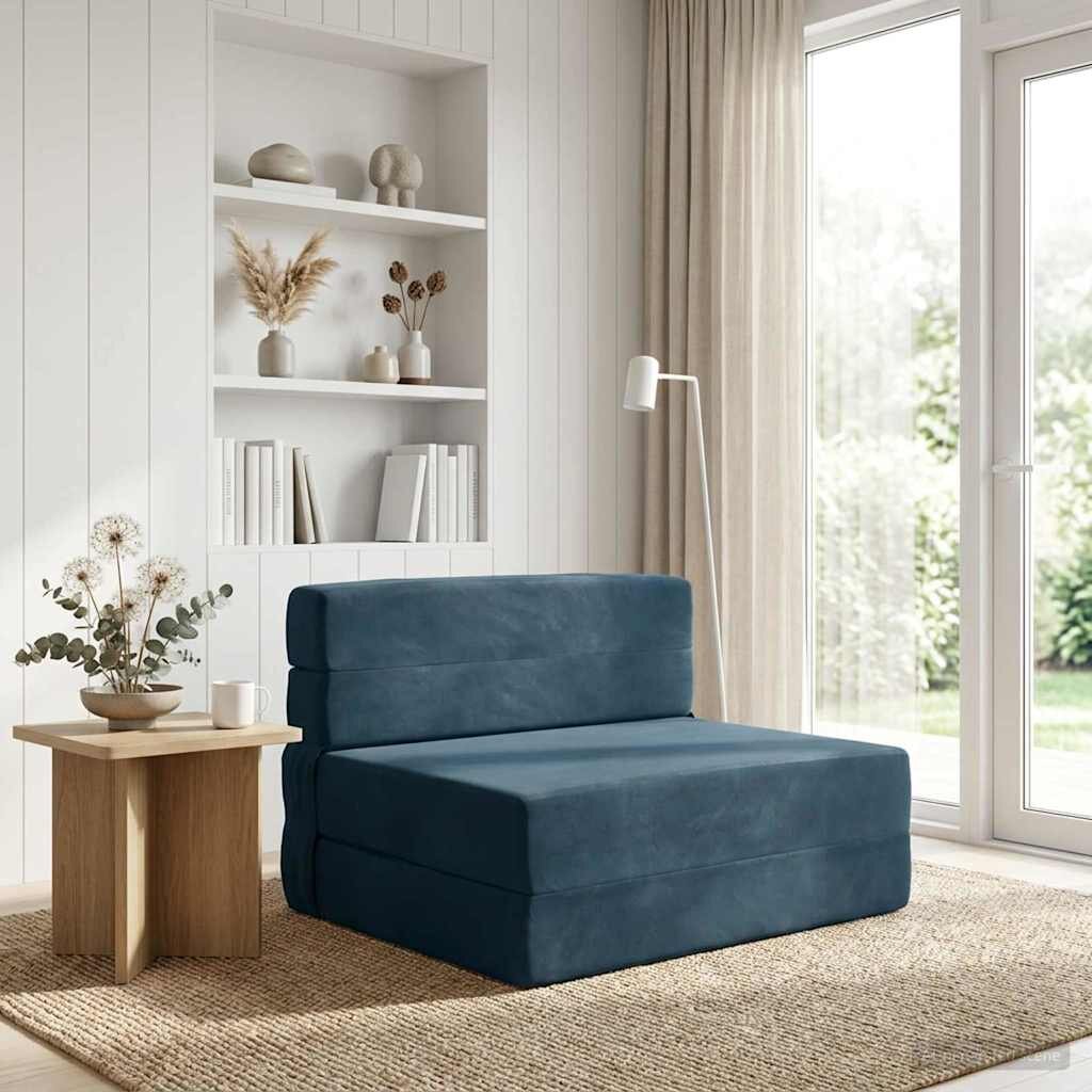 vidaXL Сгъваем диван легло Синьо 70 x 80 x 60 см Текстил