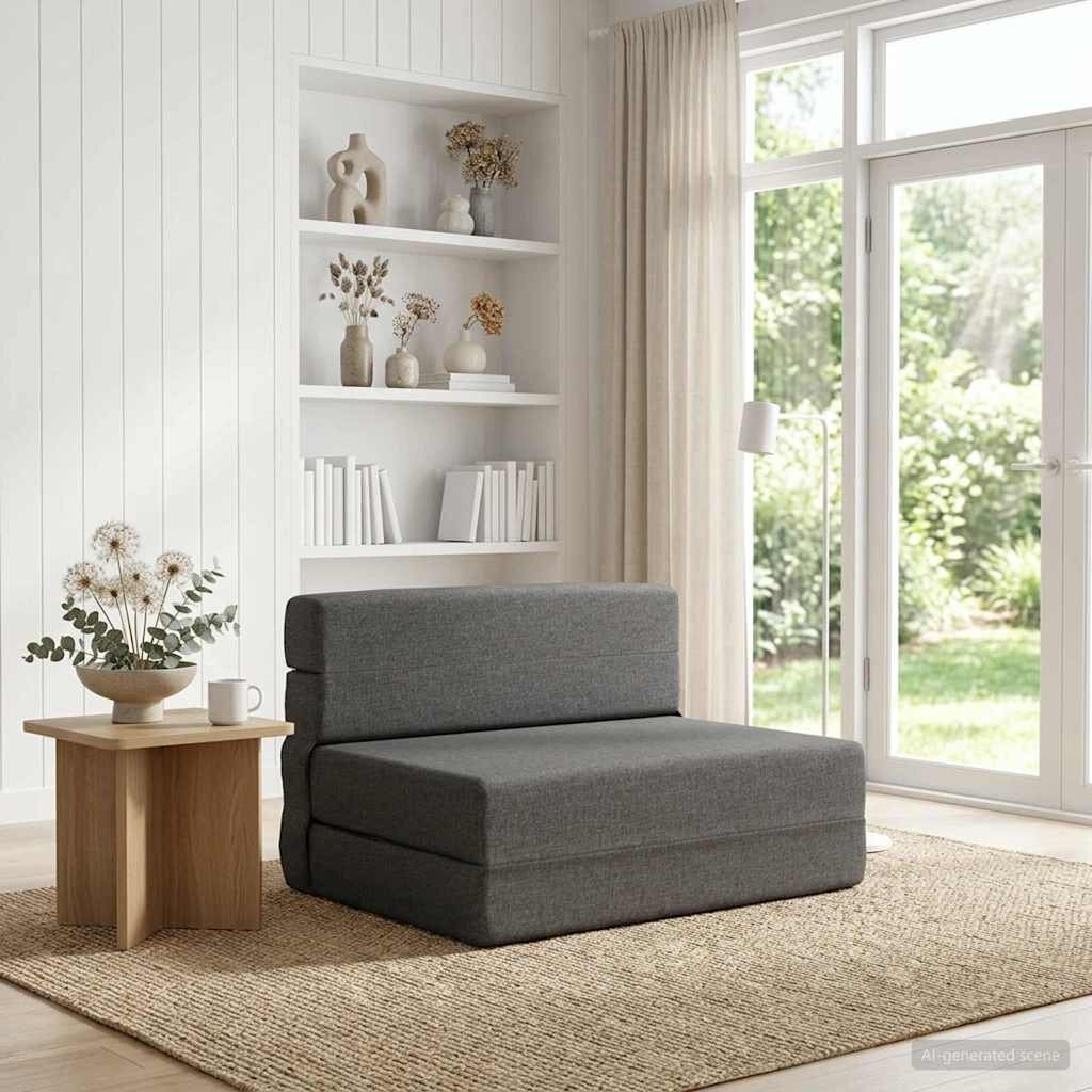 vidaXL Сгъваем диван легло Светлосиво 100 x 80 x 60 см Текстил