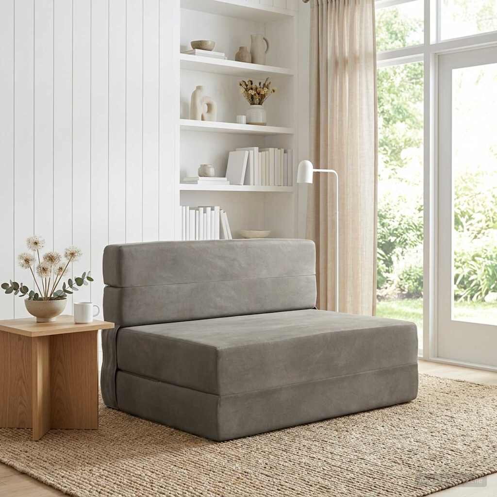 vidaXL Сгъваем диван легло Светлосиво 100 x 80 x 60 см Текстил