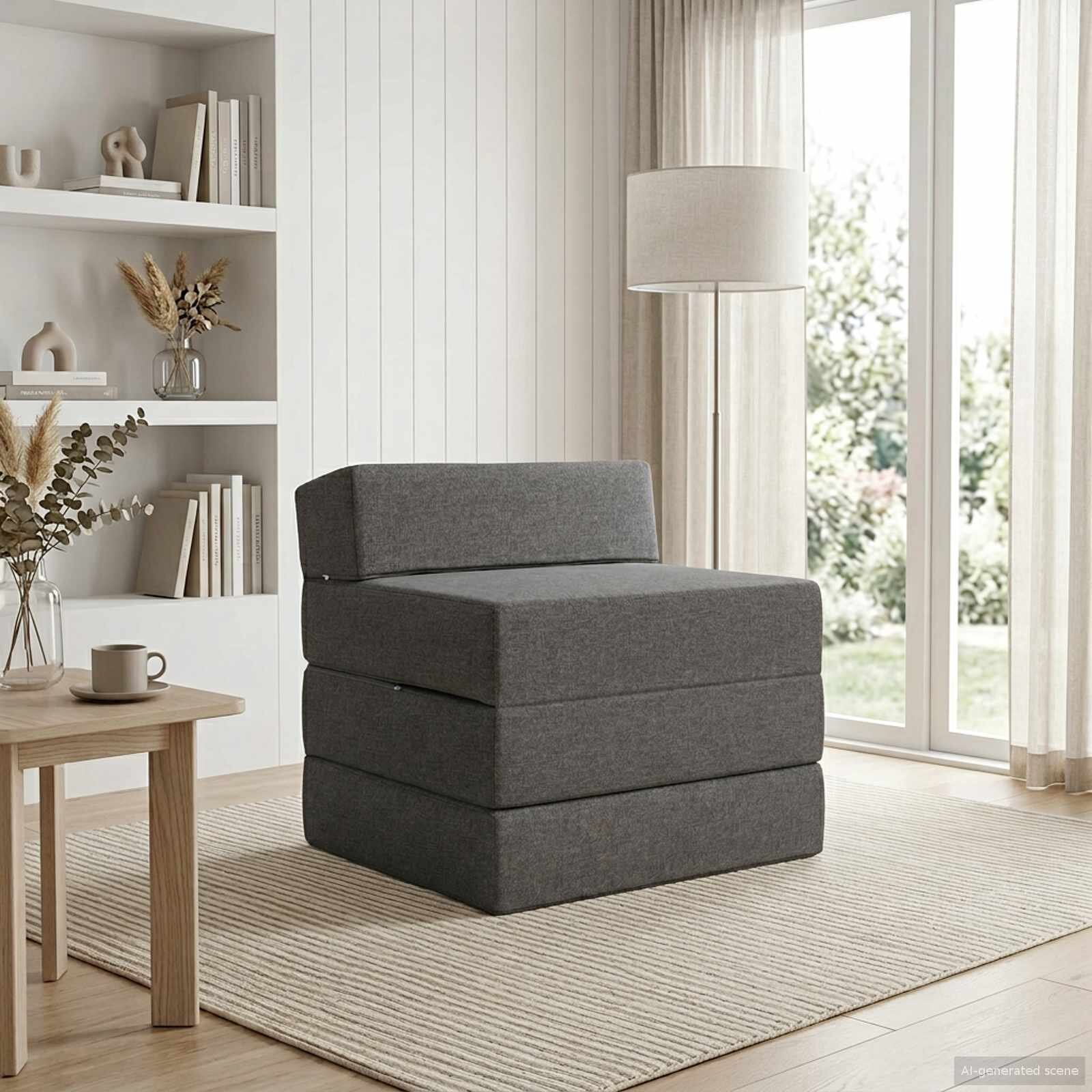 vidaXL Сгъваем диван легло Светлосиво 70 x 60 x 63 см Текстил