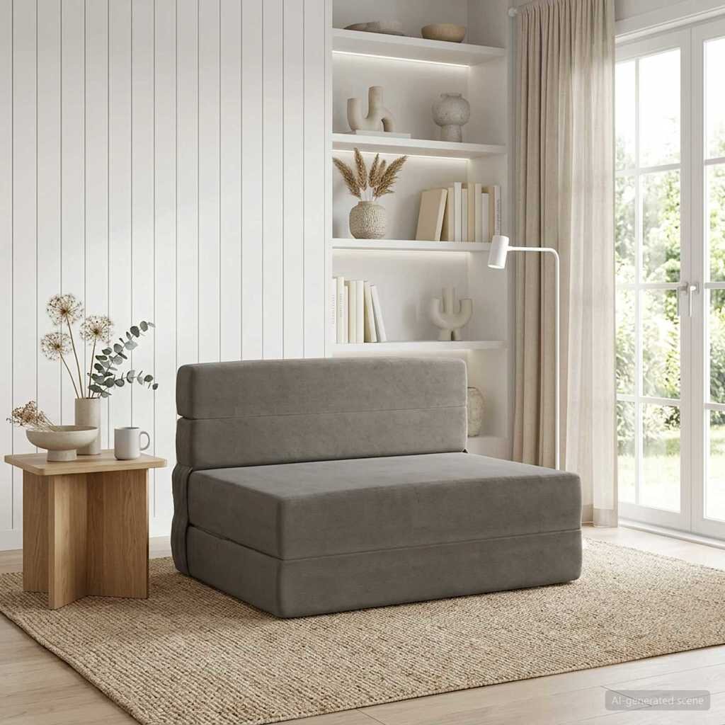 vidaXL Сгъваем диван легло Светлосиво 70 x 80 x 60 см Текстил