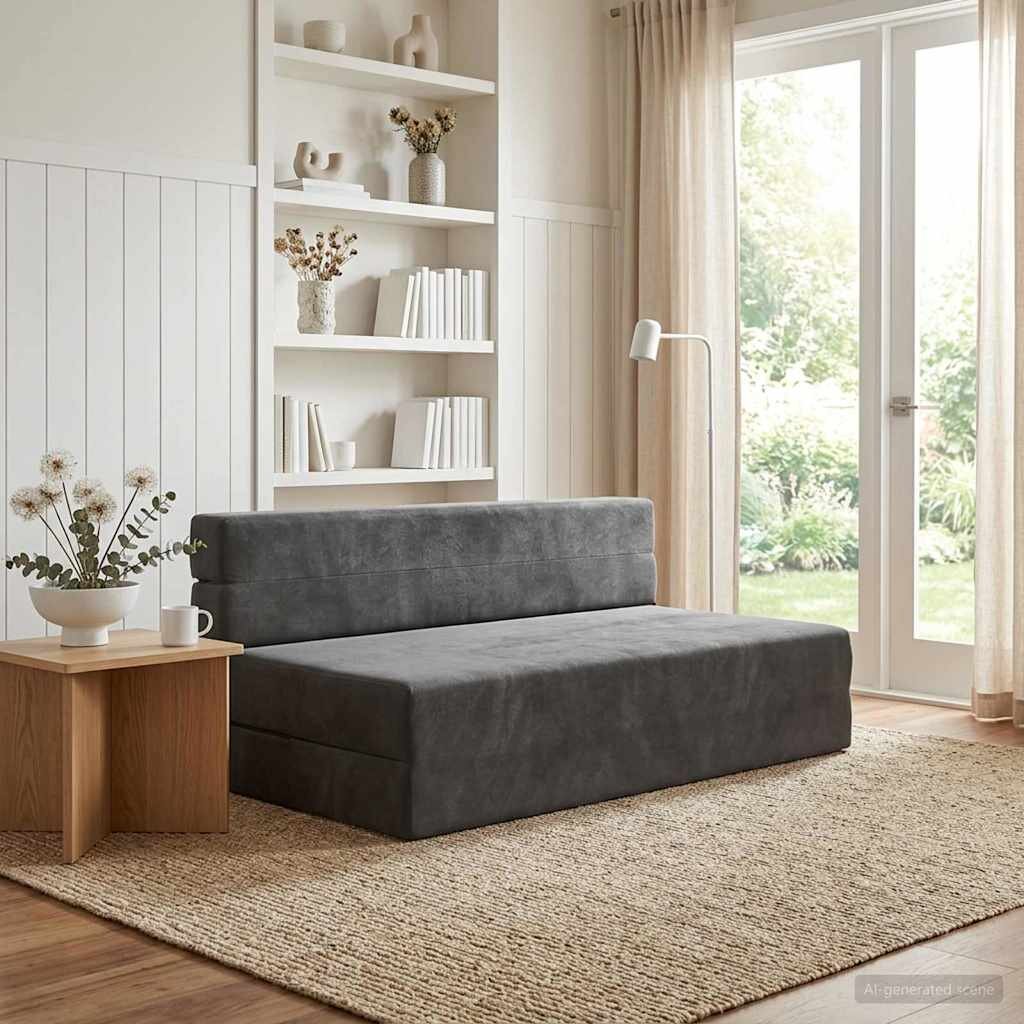 vidaXL Сгъваем диван легло Тъмносиво 152 x 865 x 60 cm Текстил