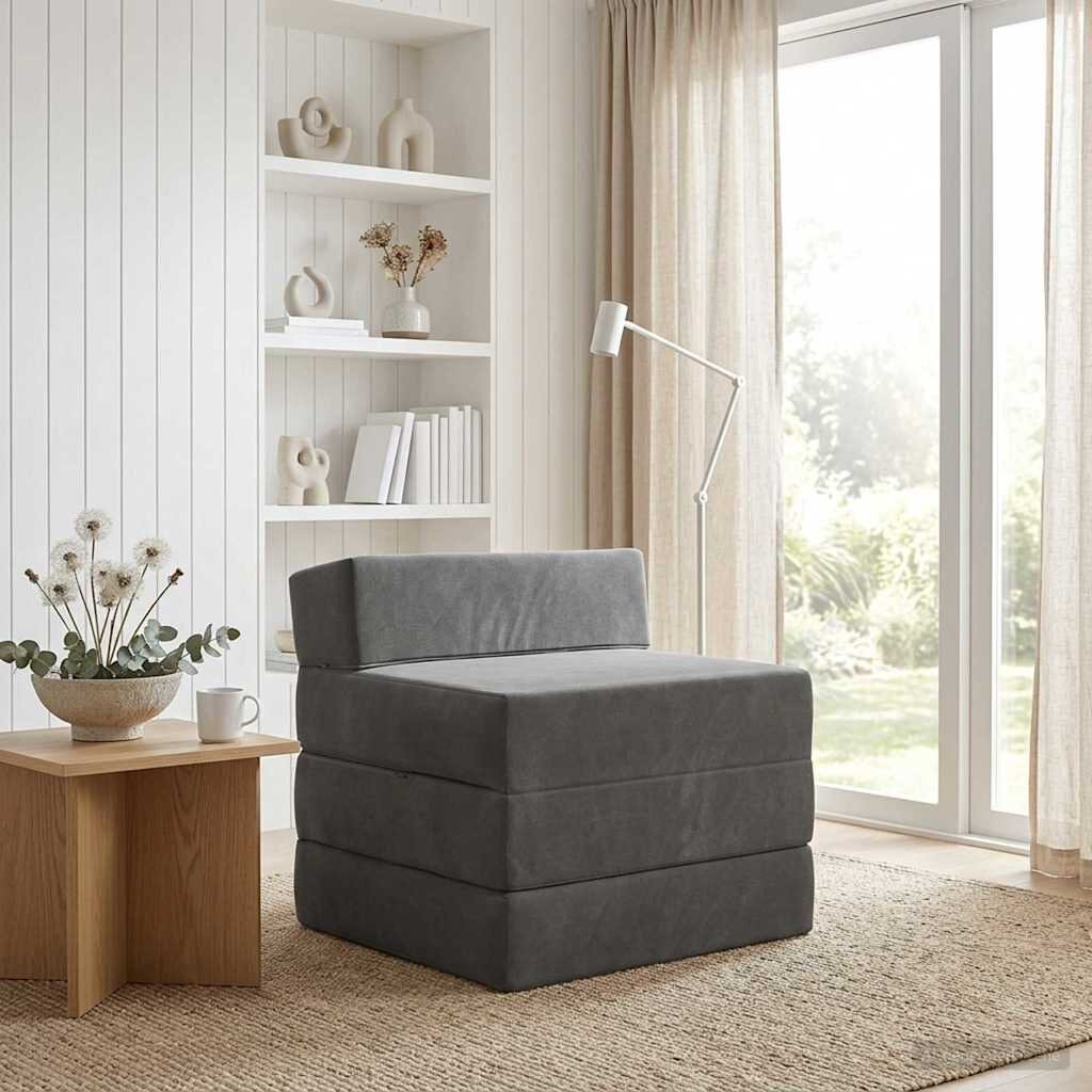 vidaXL Сгъваем диван легло Тъмносиво 200 x 70 x 15 см Кадифе