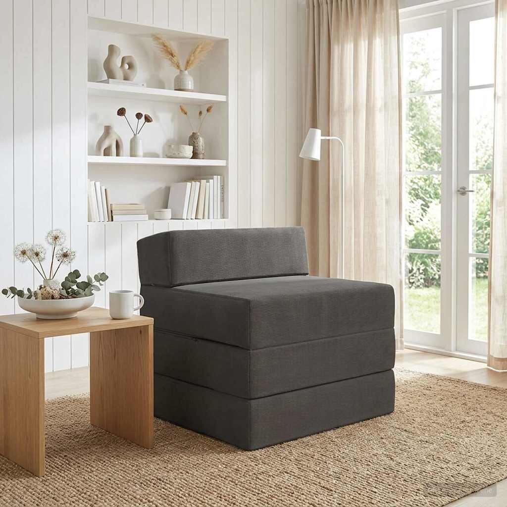 vidaXL Сгъваем диван легло Тъмносиво 200 x 70 x 15 см Кордюрова тъкан