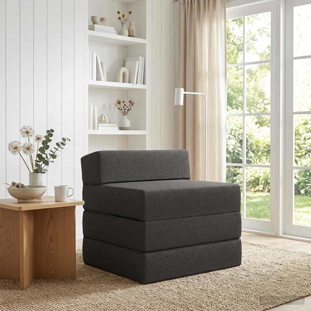 vidaXL Сгъваем диван легло Тъмносиво 200 x 70 x 15 см Текстил