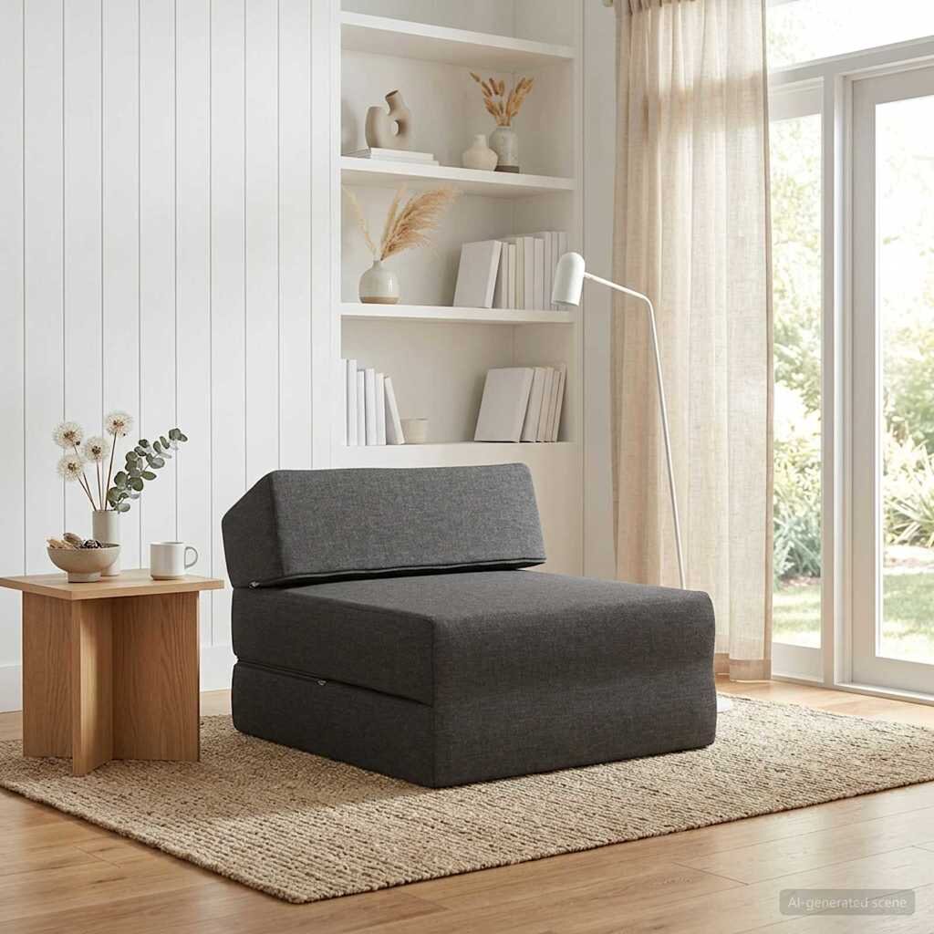 vidaXL Сгъваем диван легло Тъмносиво 60 x 70 x 41 см Текстил