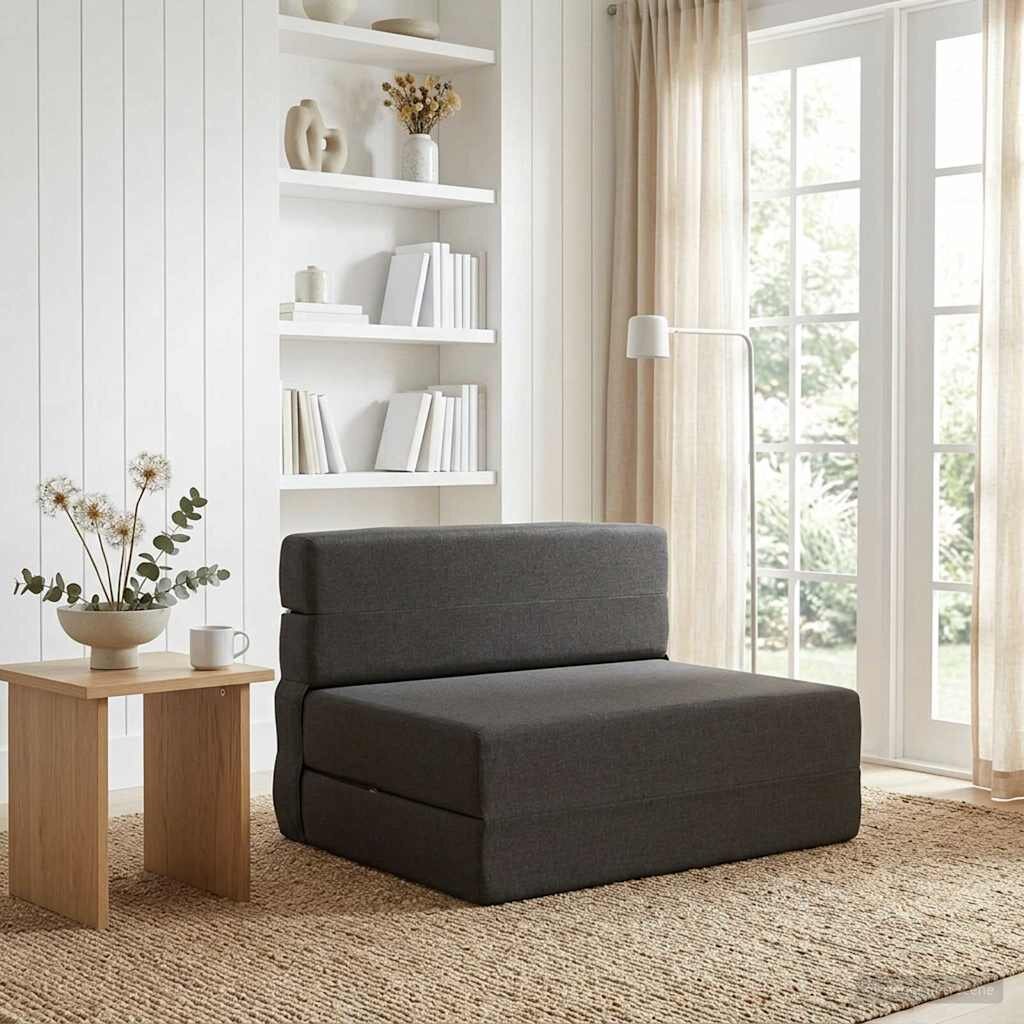 vidaXL Сгъваем диван легло Тъмносиво 70 x 72 x 60 см Текстил