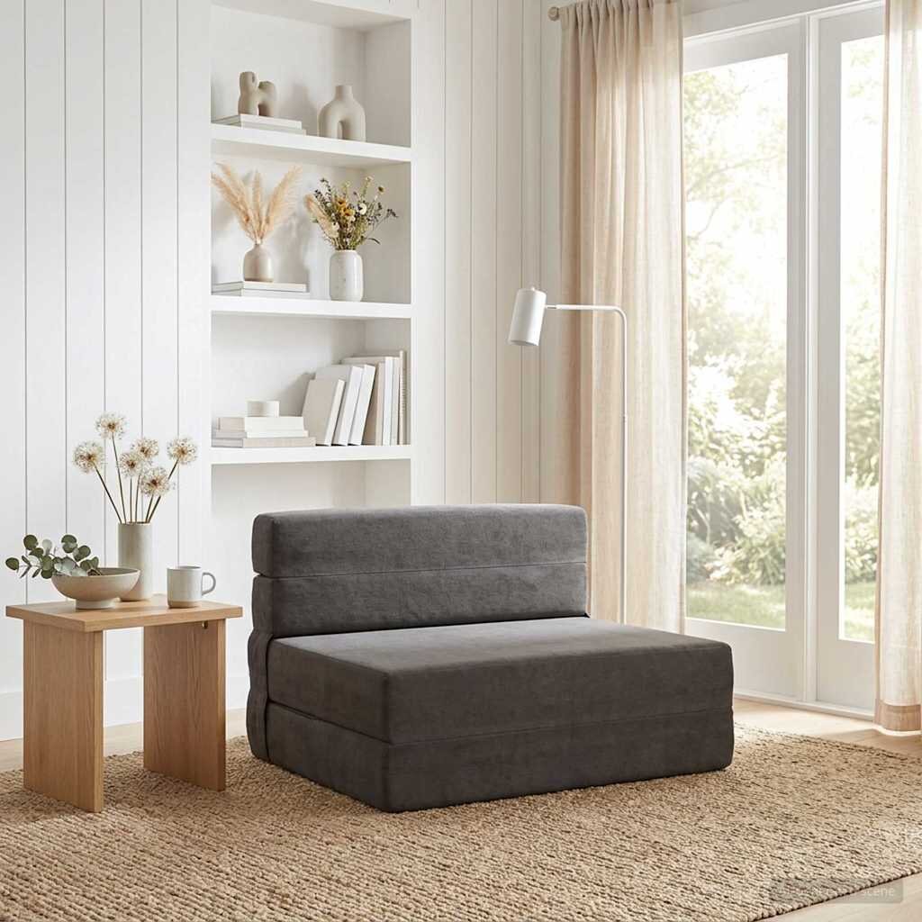 vidaXL Сгъваем диван легло Тъмносиво 70 x 72 x 60 см Текстил