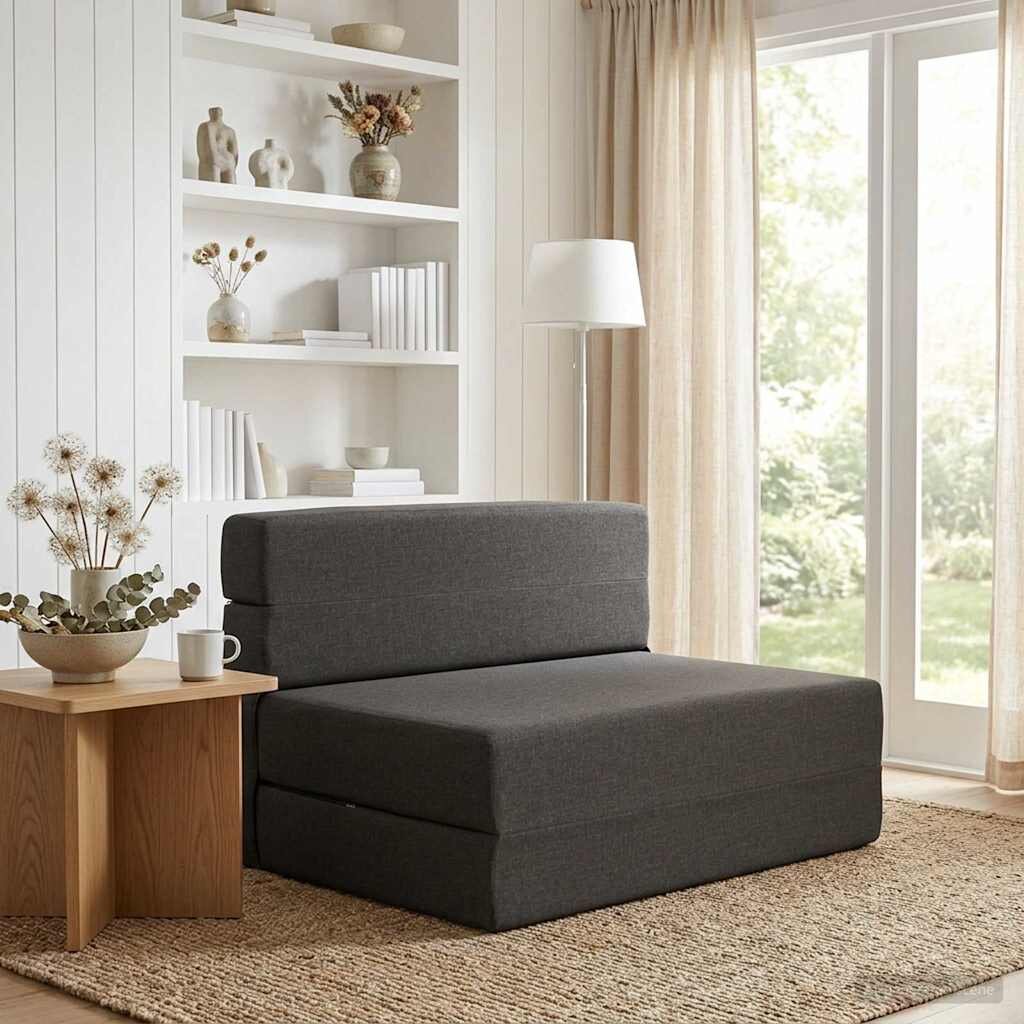 vidaXL Сгъваем диван легло Тъмносиво 70 x 80 x 60 см Текстил