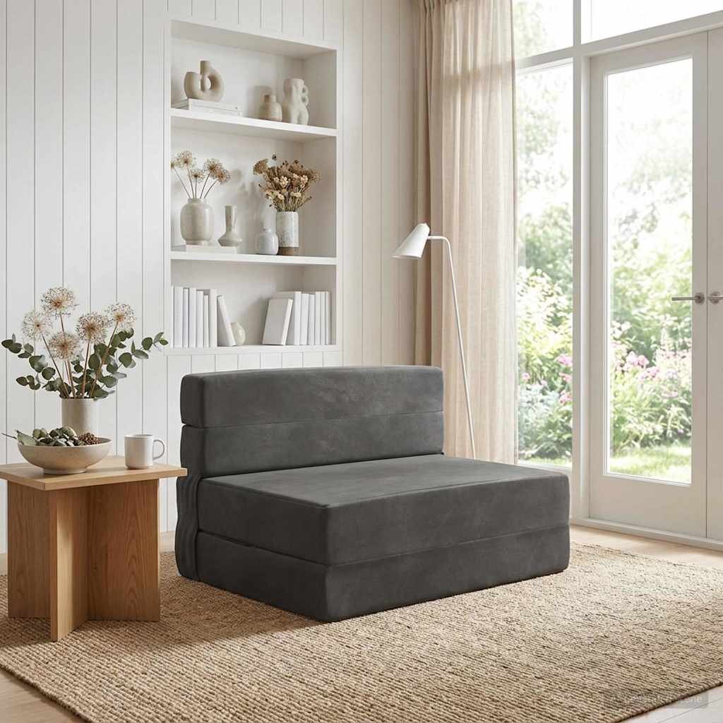 vidaXL Сгъваем диван легло Тъмносиво 70 x 80 x 60 см Текстил