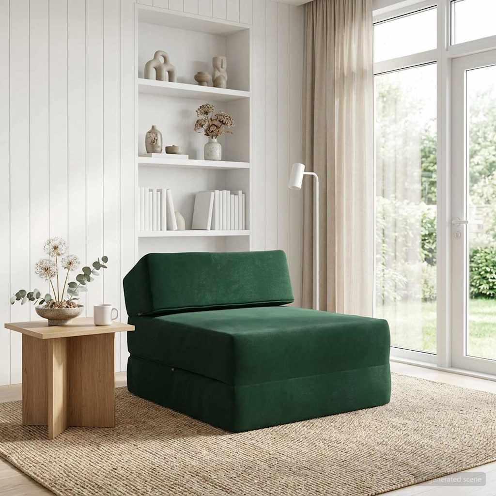 vidaXL Сгъваем диван легло Тъмнозелено 60 x 70 x 41 см Текстил