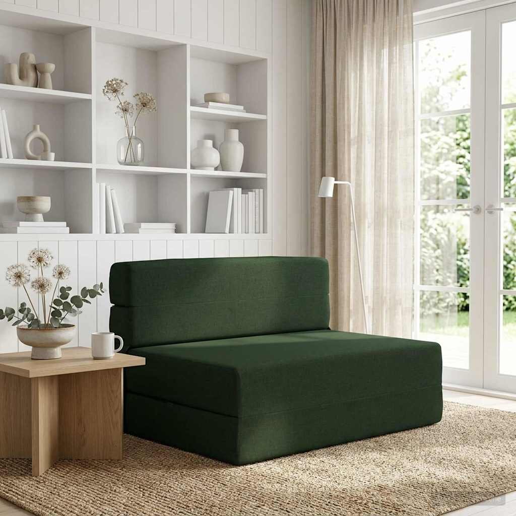 vidaXL Сгъваем диван легло Тъмнозелено 70 x 80 x 60 см Текстил