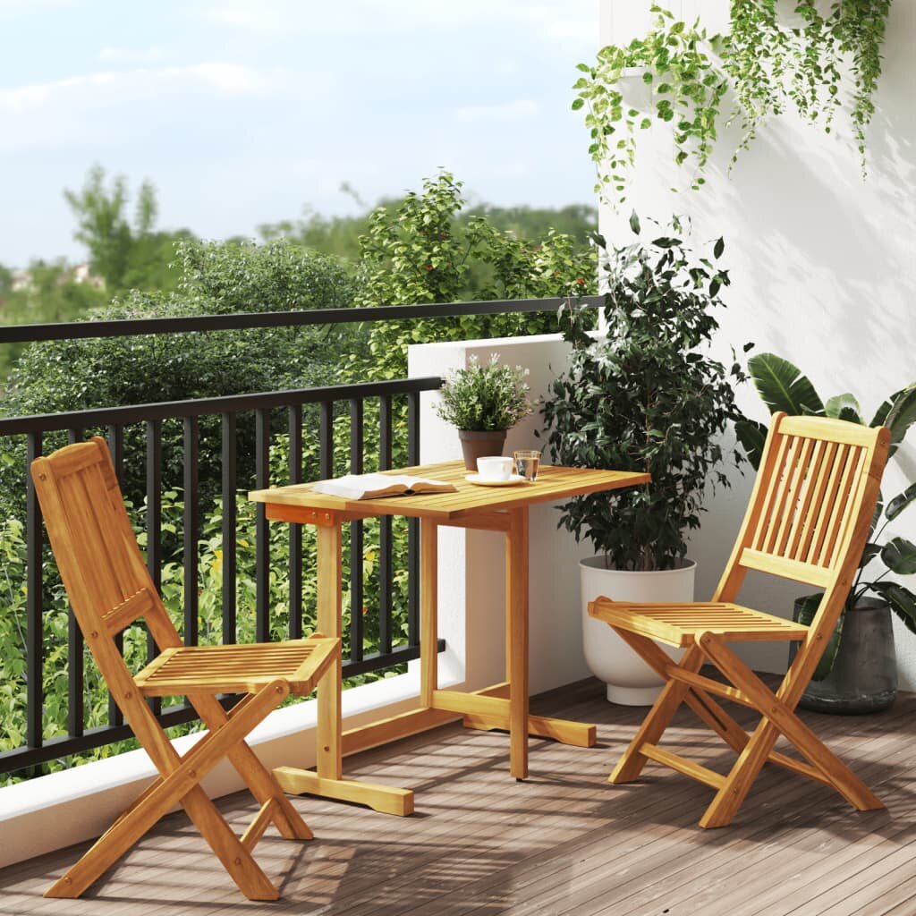 vidaXL Сгъваем градински трапезен комплект от 3 части масивна акация