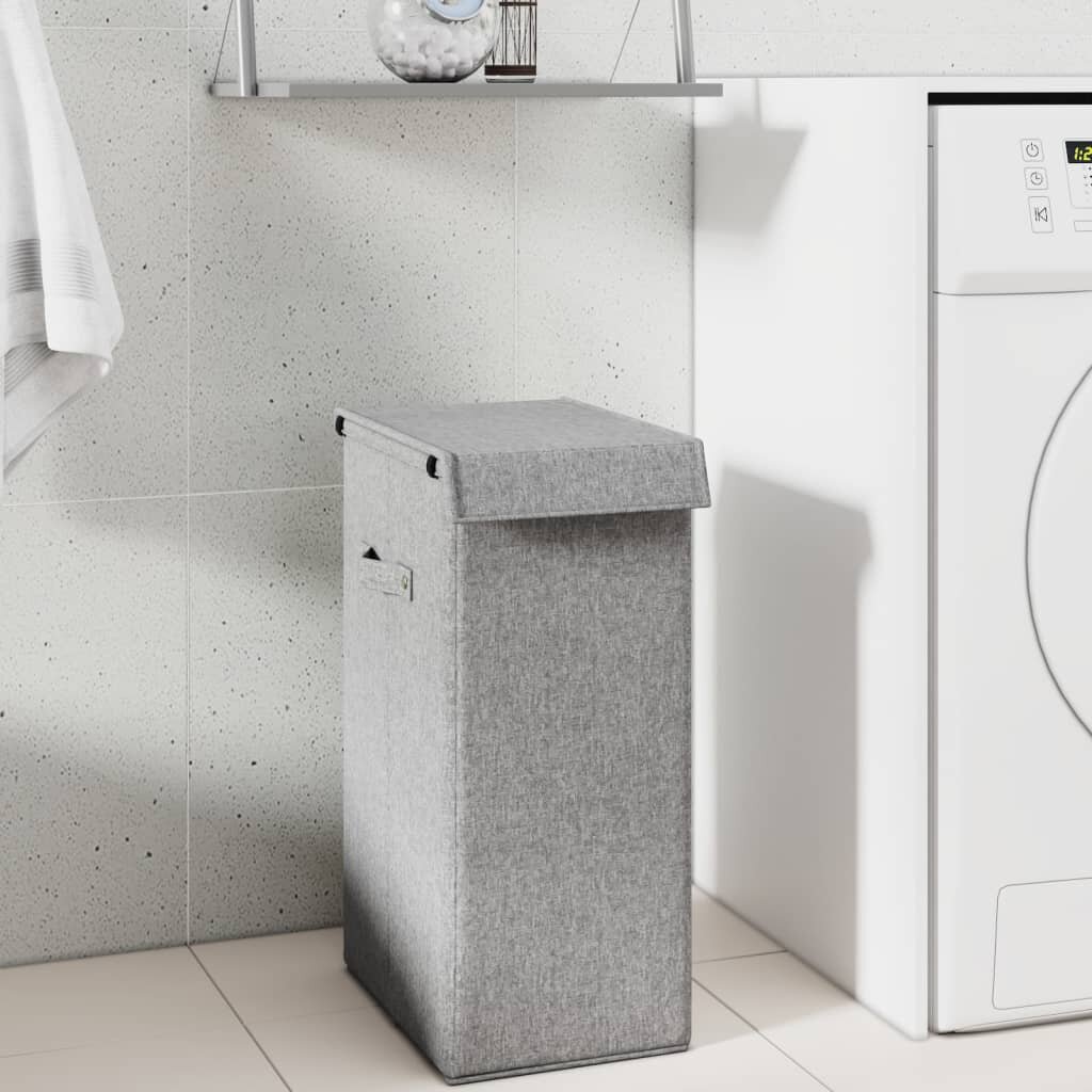 vidaXL Сгъваем кош за пране сив 26x345x595 см изкуствен лен
