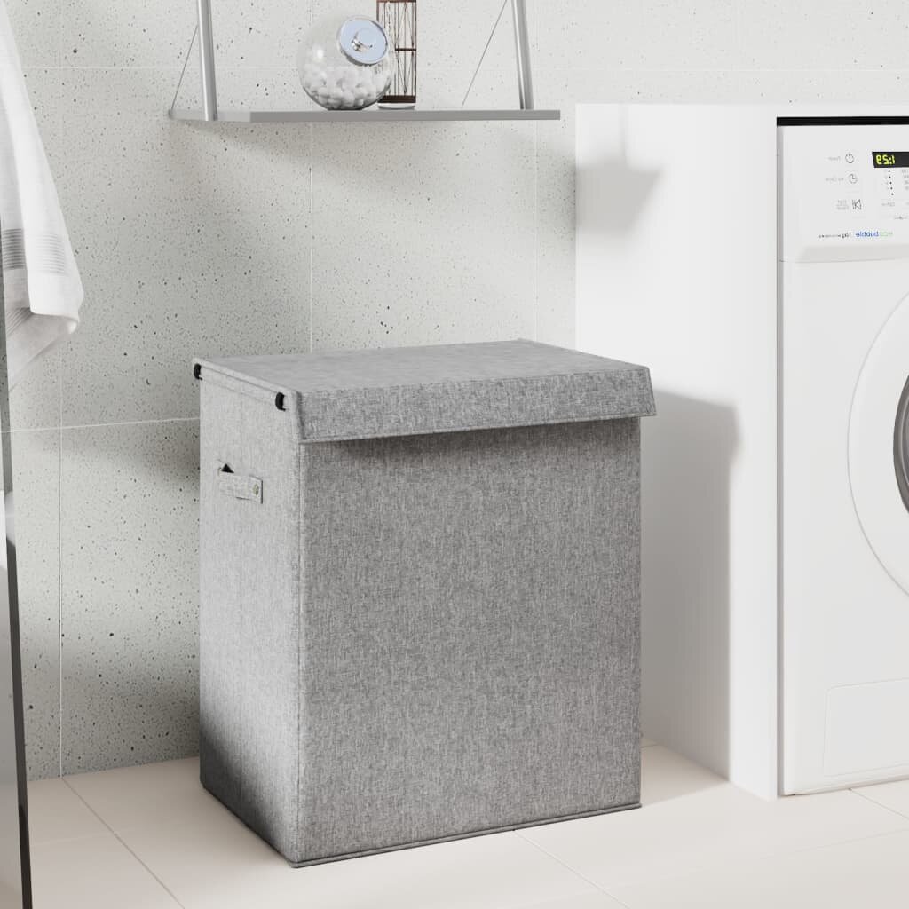 vidaXL Сгъваем кош за пране сив 51x345x59 см изкуствен лен