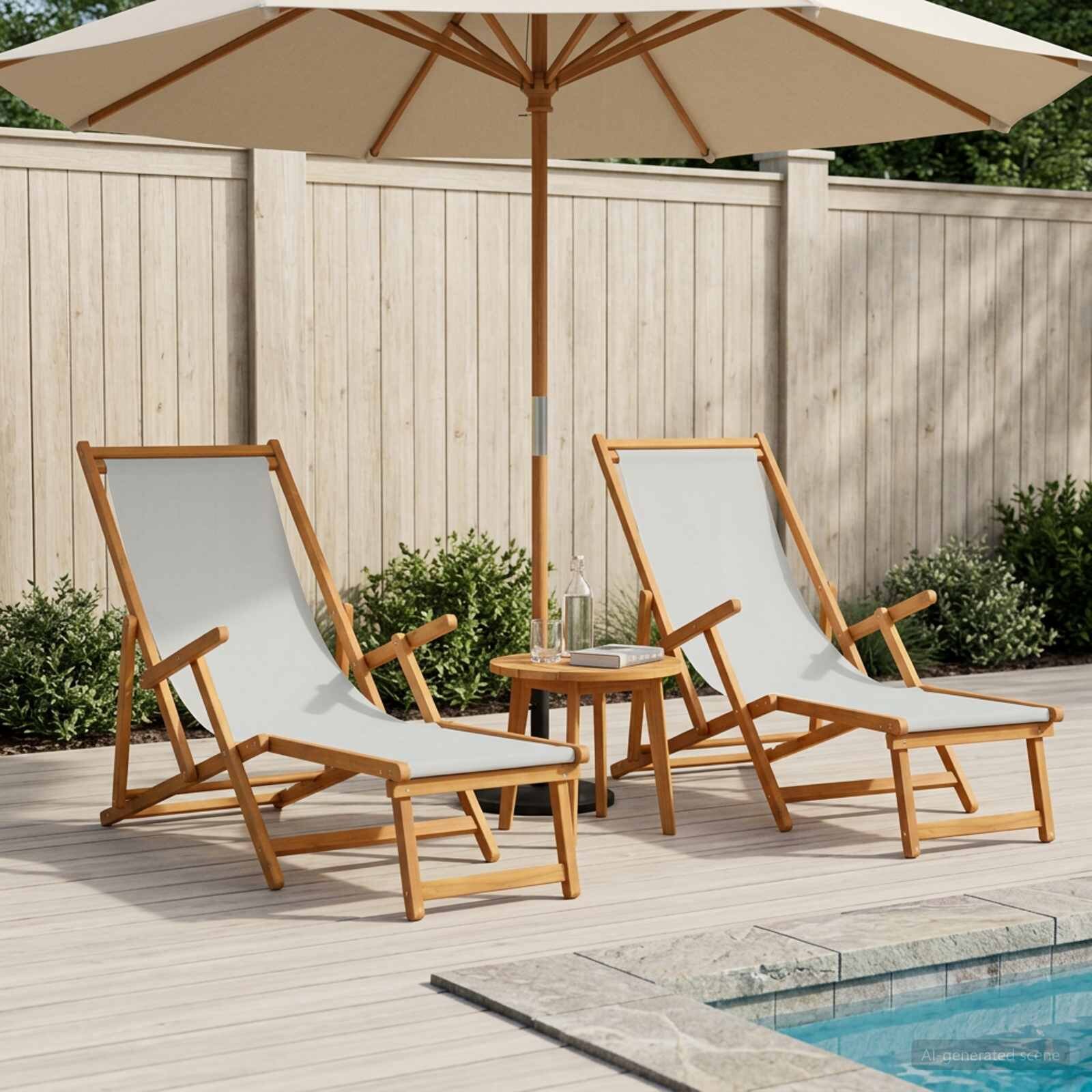 vidaXL Сгъваем шезлонг 2 pcs 3 позиция Плътно евкалиптово дърво