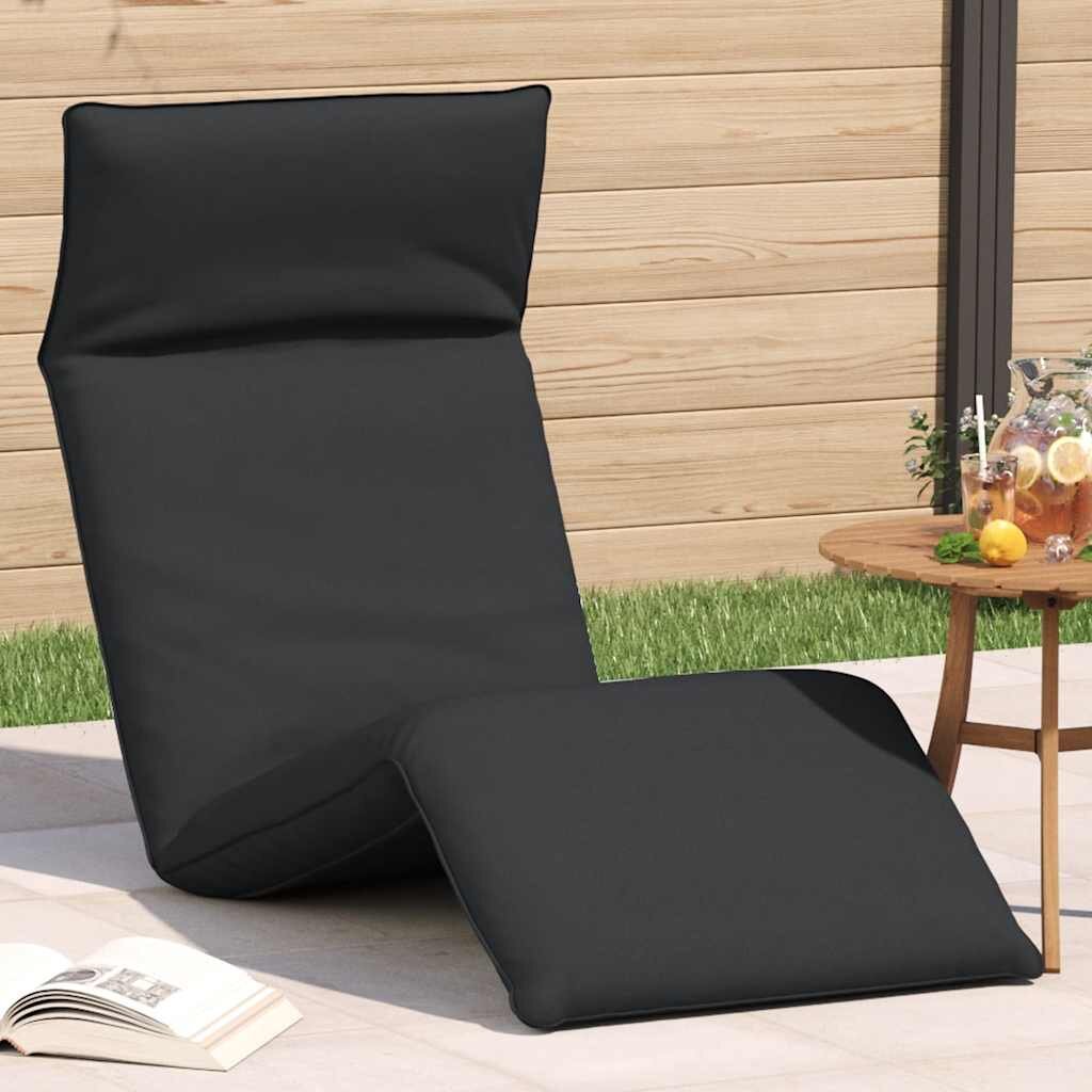 vidaXL Сгъваем шезлонг черен 175x54x85 см оксфордски плат