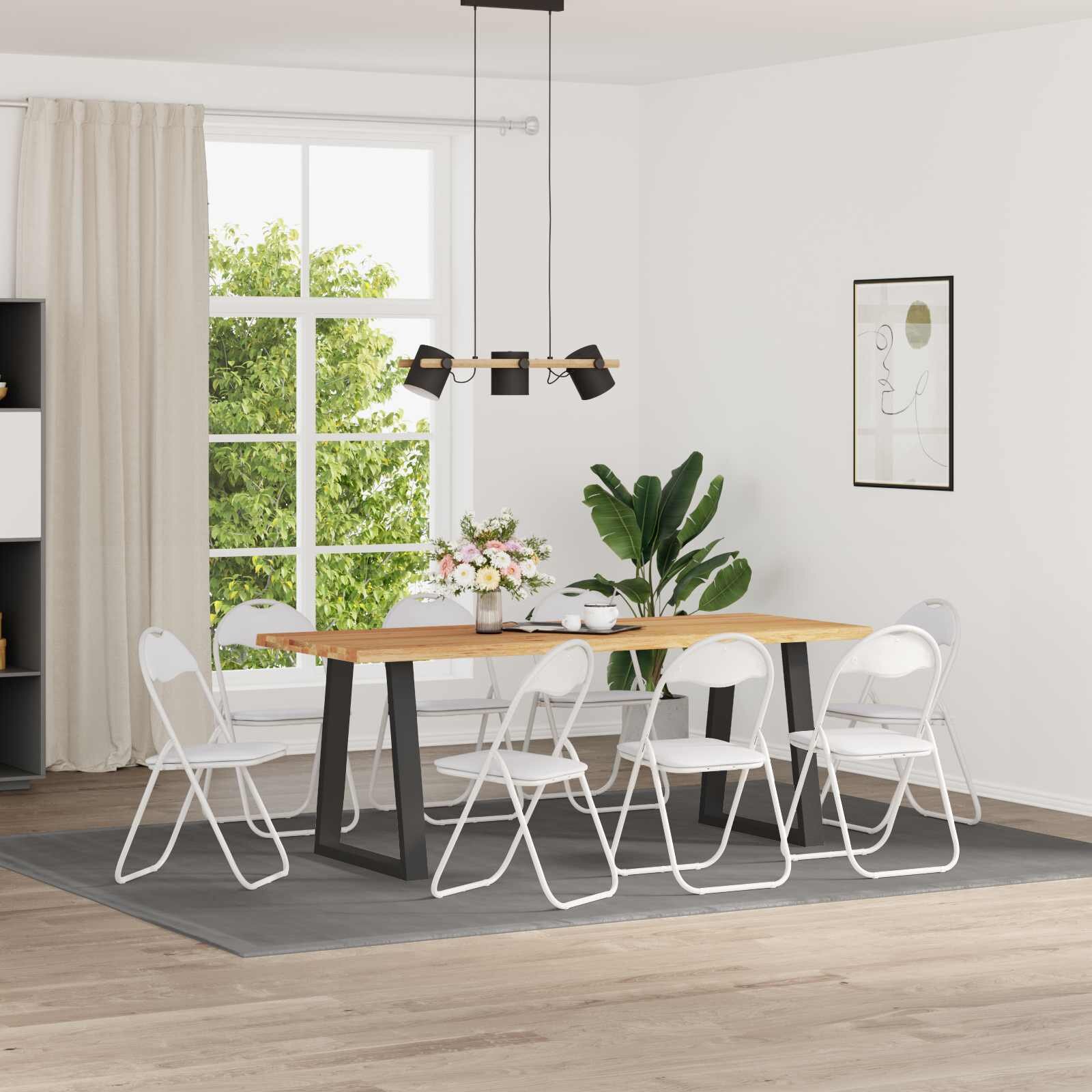 vidaXL Сгъваем стол 8 бр. Изкуствена Бял 48 x 435 x 81 см
