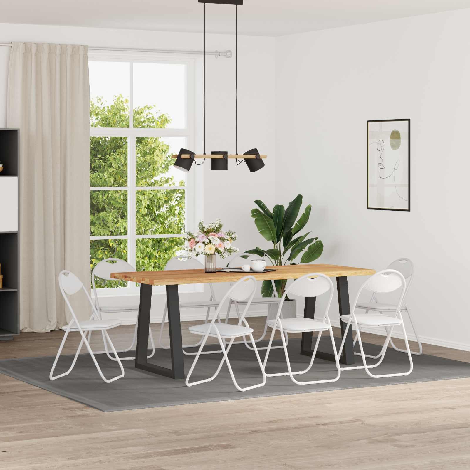 vidaXL Сгъваем стол 8 бр. Изкуствена Бял 48 x 435 x 81 см
