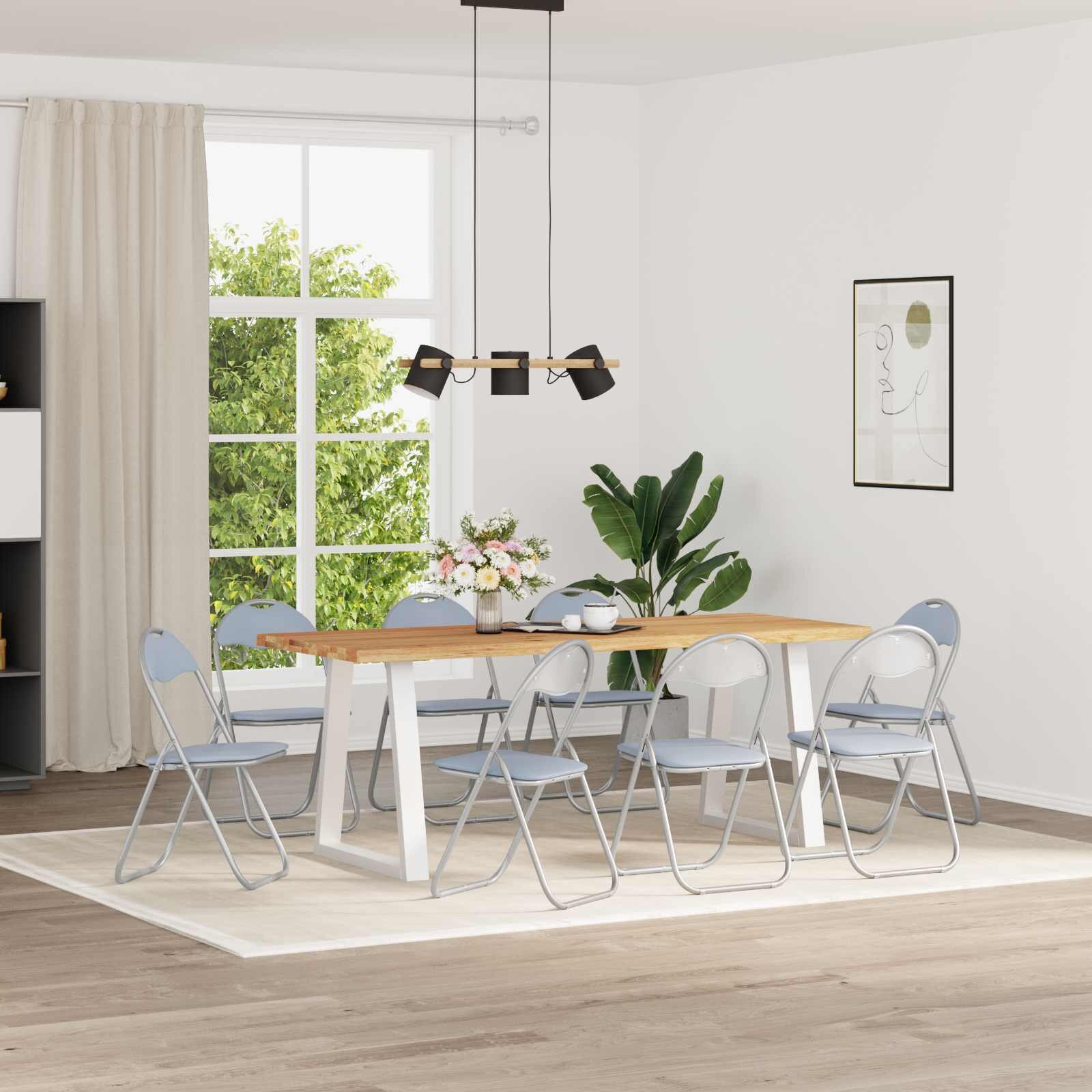 vidaXL Сгъваем стол 8 бр. Изкуствена Сив 48 x 435 x 81 см