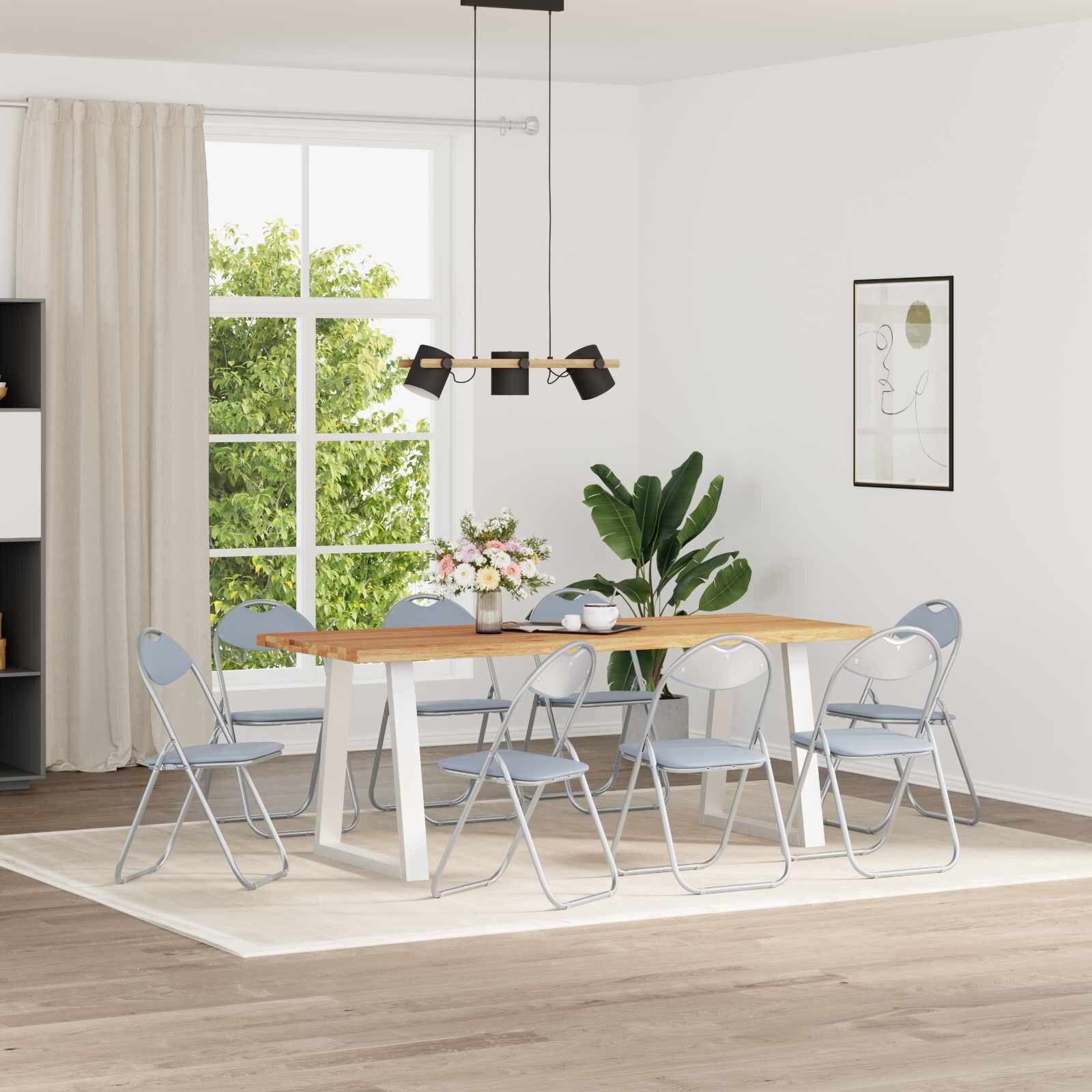 vidaXL Сгъваем стол 8 бр. Изкуствена Сив 48 x 435 x 81 см