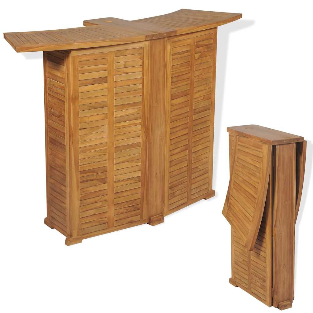 vidaXL Сгъваема бар маса 155x53x105 см тиково дърво масив