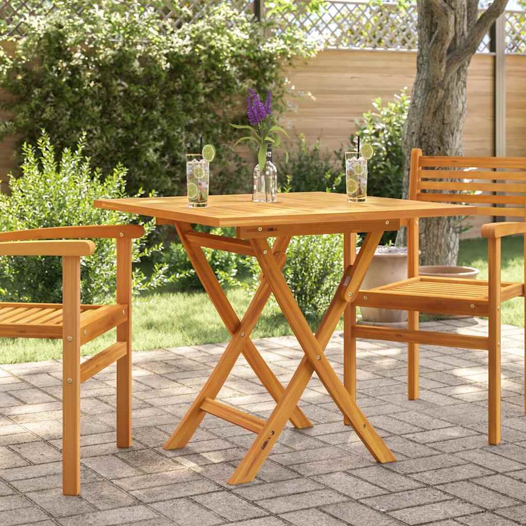 vidaXL Сгъваема градинска маса 85x85x76 см тиково дърво масив