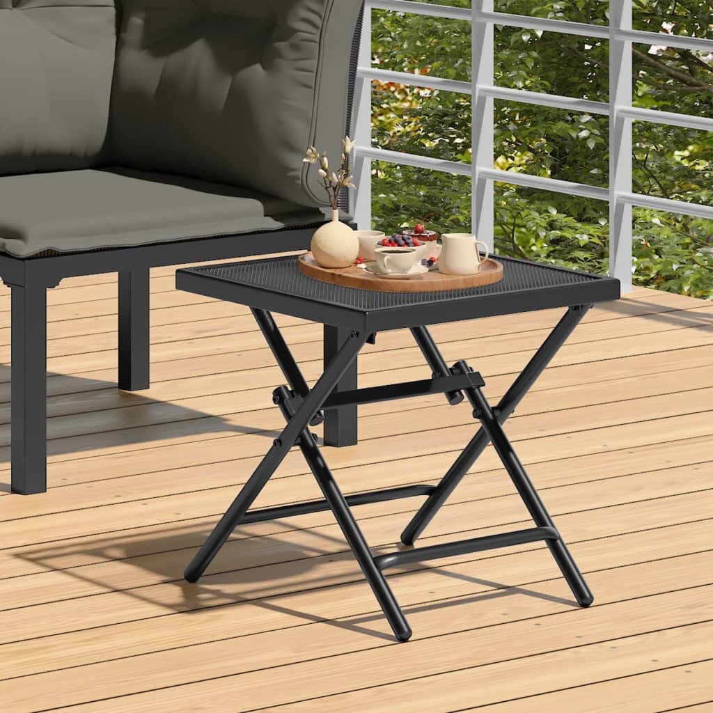 vidaXL Сгъваема градинска маса антрацит 38x38x38 cм стомана мрежа