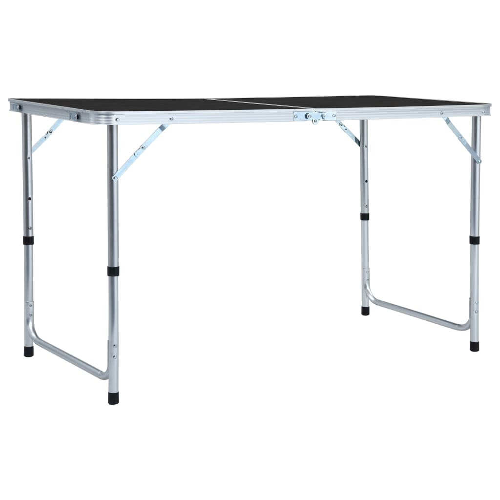 vidaXL Сгъваема къмпинг маса сива алуминий 120x60 см