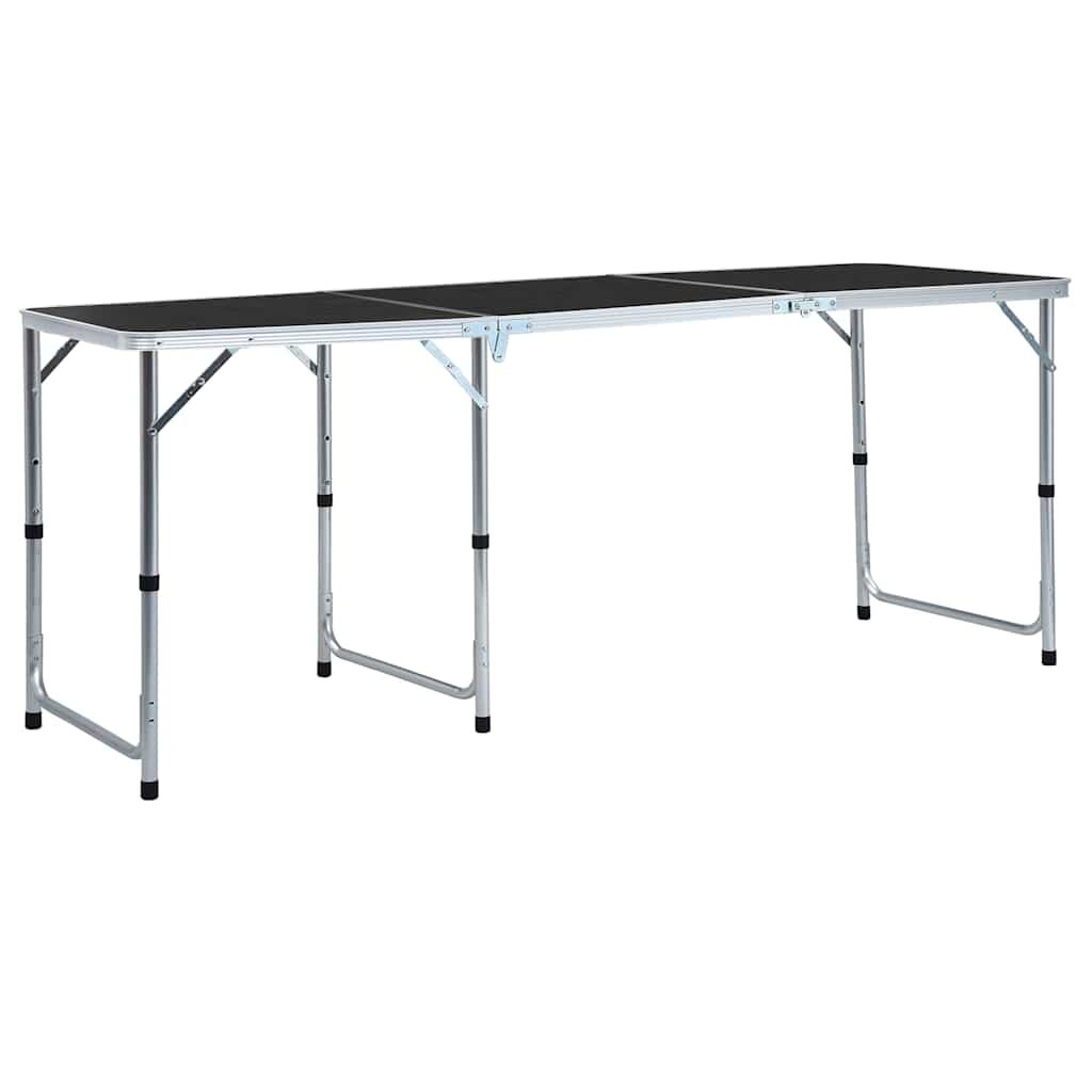 vidaXL Сгъваема къмпинг маса сива алуминий 180x60 см