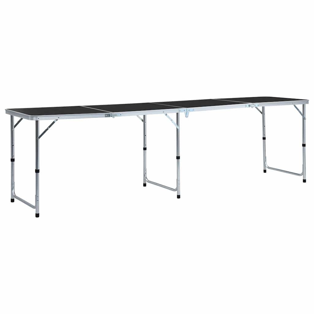 vidaXL Сгъваема къмпинг маса сива алуминий 240x60 см