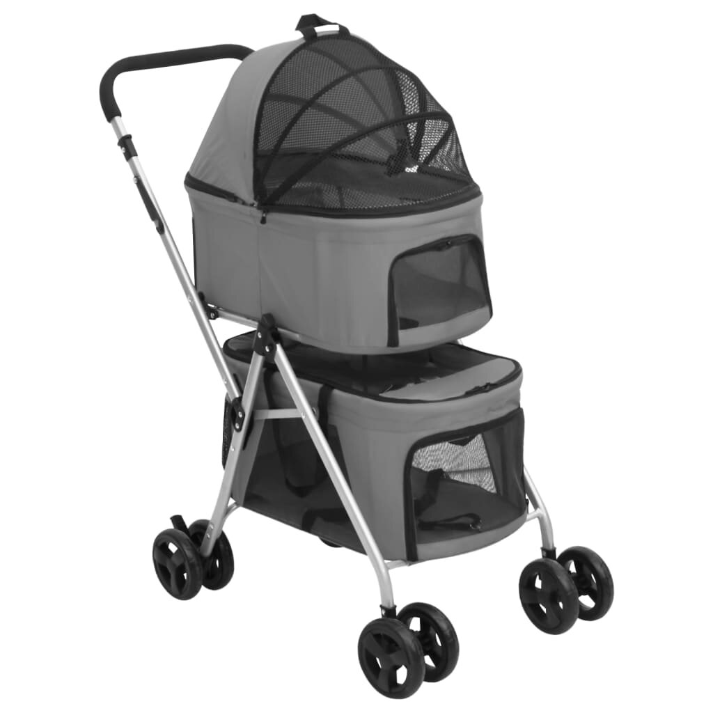 vidaXL Сгъваема количка за кучета сива 83x48x97 см Оксфорд плат