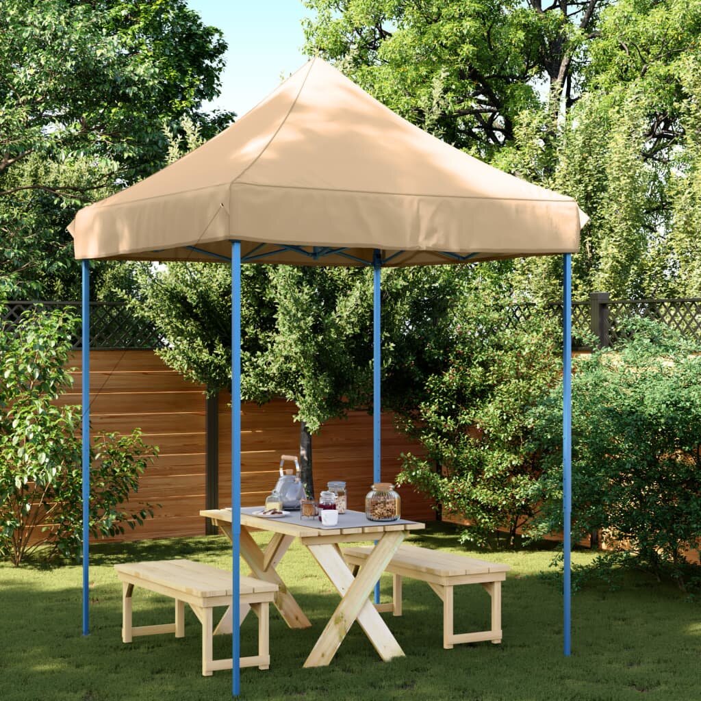 vidaXL Сгъваема парти шатра pop-up бежова 200x200x306 см