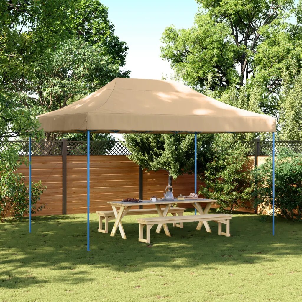 vidaXL Сгъваема парти шатра pop-up бежова 410x279x315 см