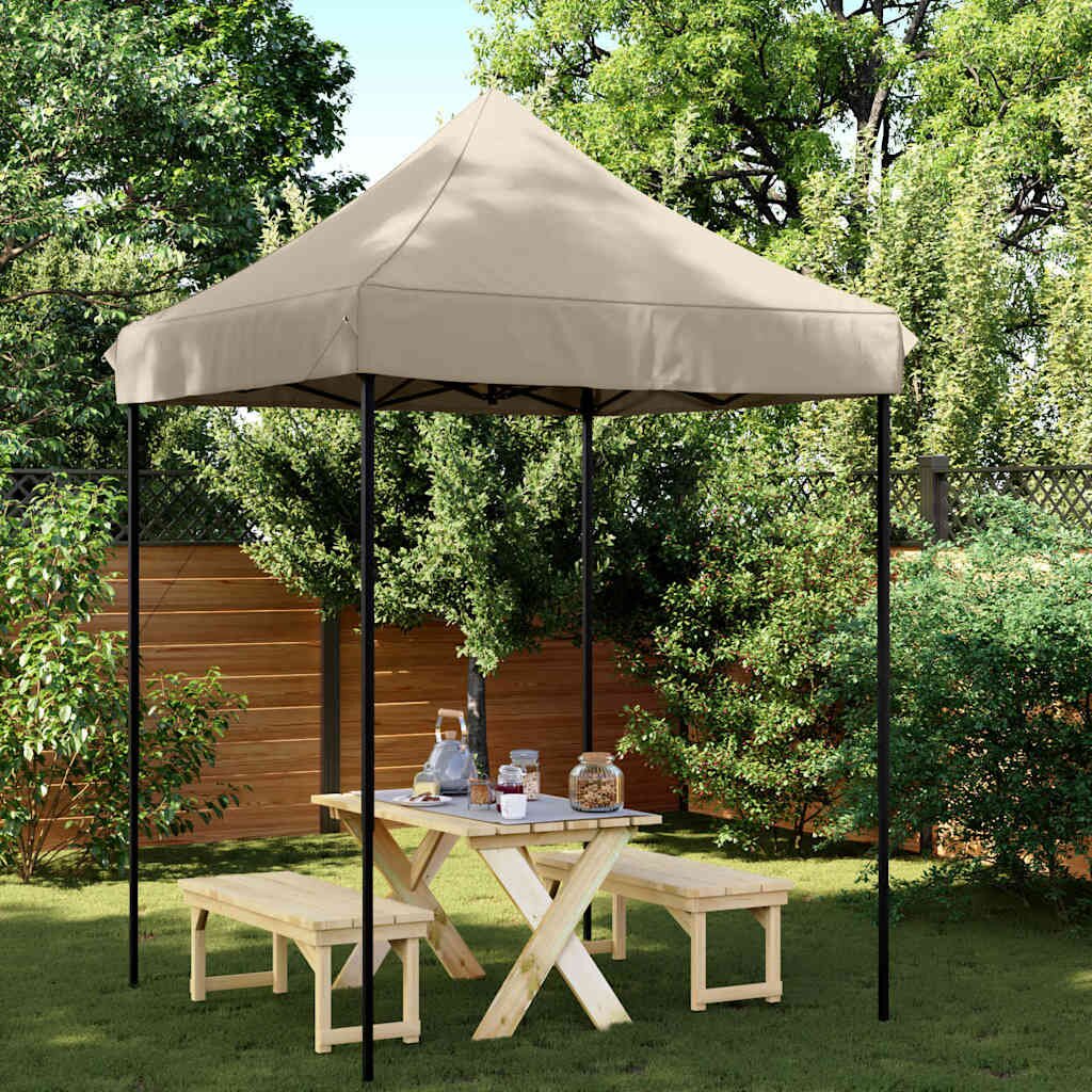 vidaXL Сгъваема парти шатра pop-up таупе 200x200x306 см