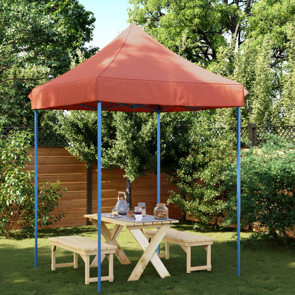 vidaXL Сгъваема парти шатра pop-up теракота 200x200x306 см