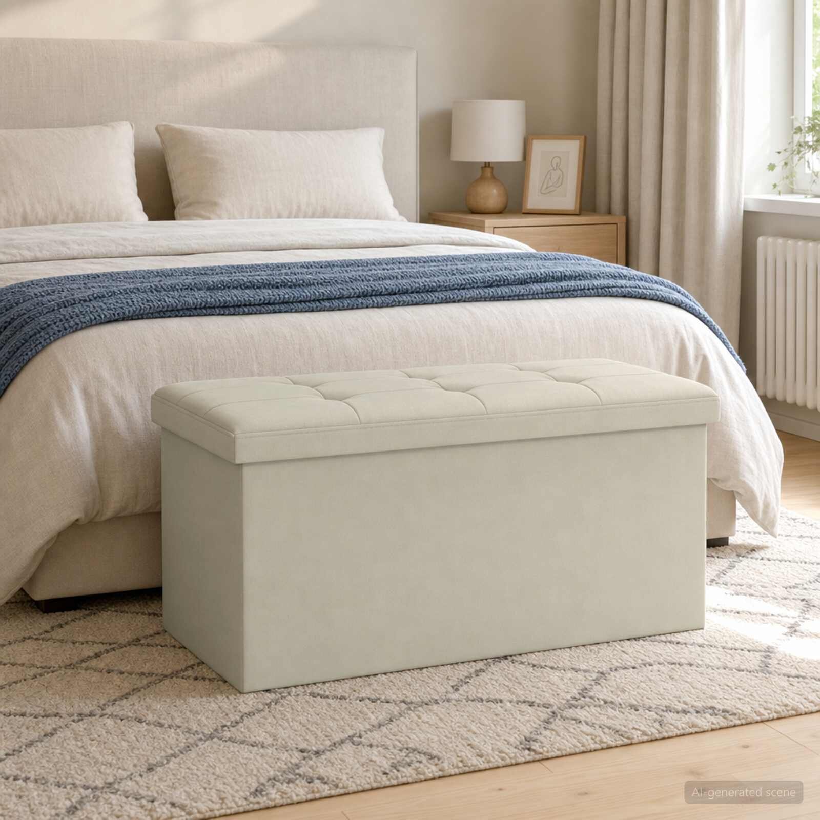vidaXL Сгъваема пейка за съхранение Бяло 180 кг 80 Л 77 x 38 x 38 см