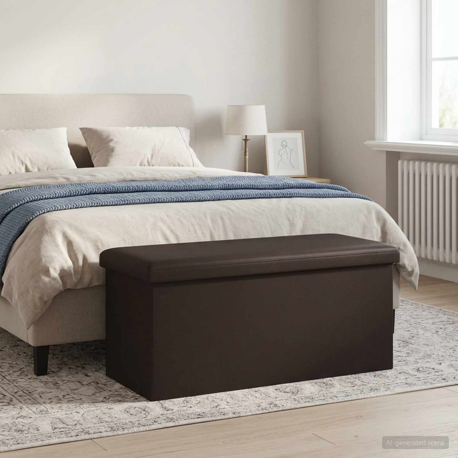 vidaXL Сгъваема пейка за съхранение Кафяво 180 кг 80 Л 77 x 38 x 38 см