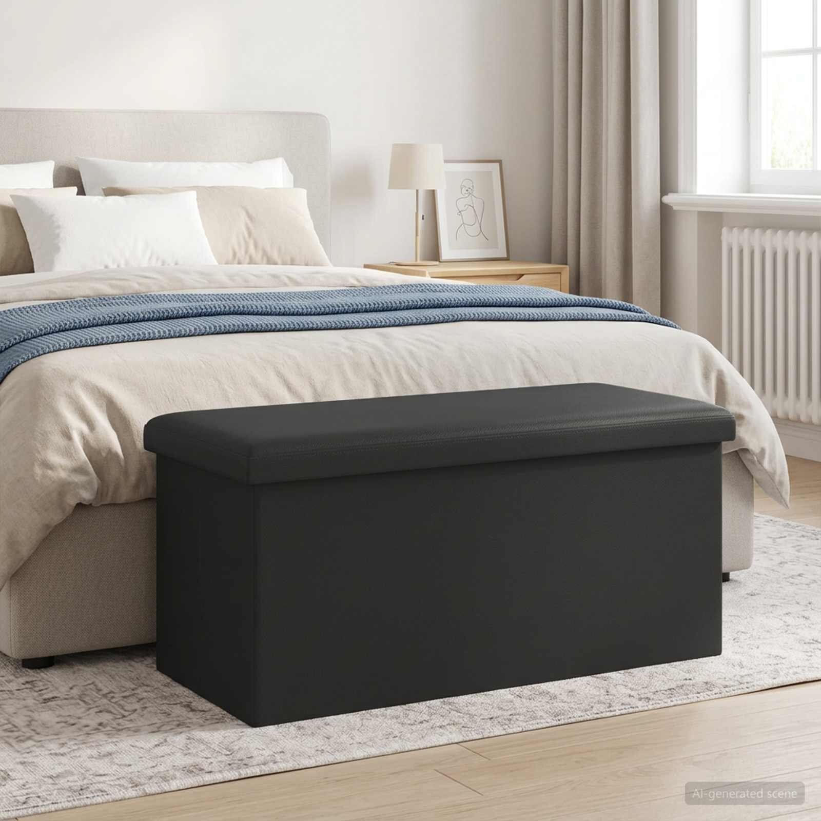 vidaXL Сгъваема пейка за съхранение Сиво 180 кг 80 Л 77 x 38 x 38 см