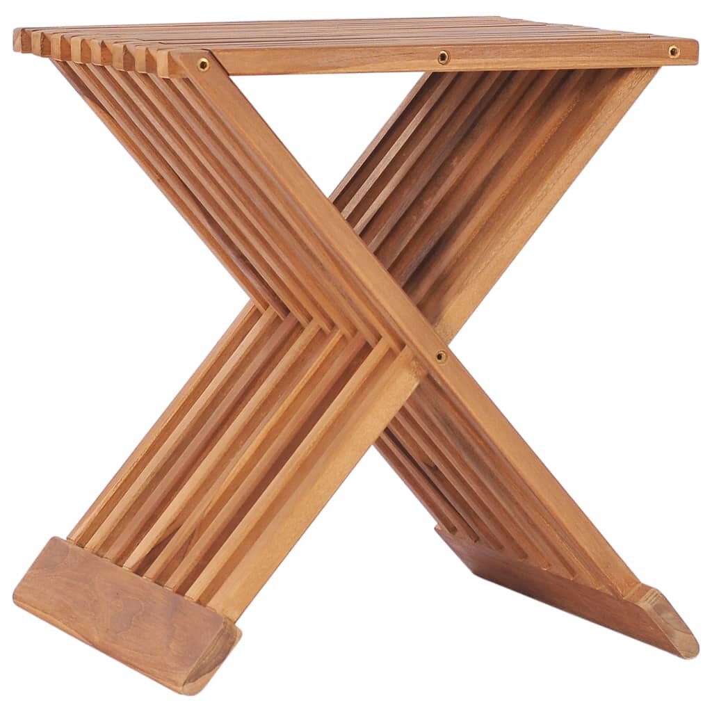 vidaXL Сгъваема табуретка 40x32x45 см тиково дърво масив