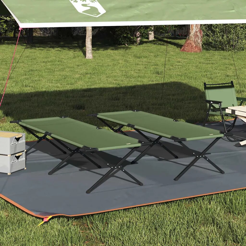 vidaXL Сгъваемо къмпинг легло 2 бр. Зелен 210 x 80 x 46 см