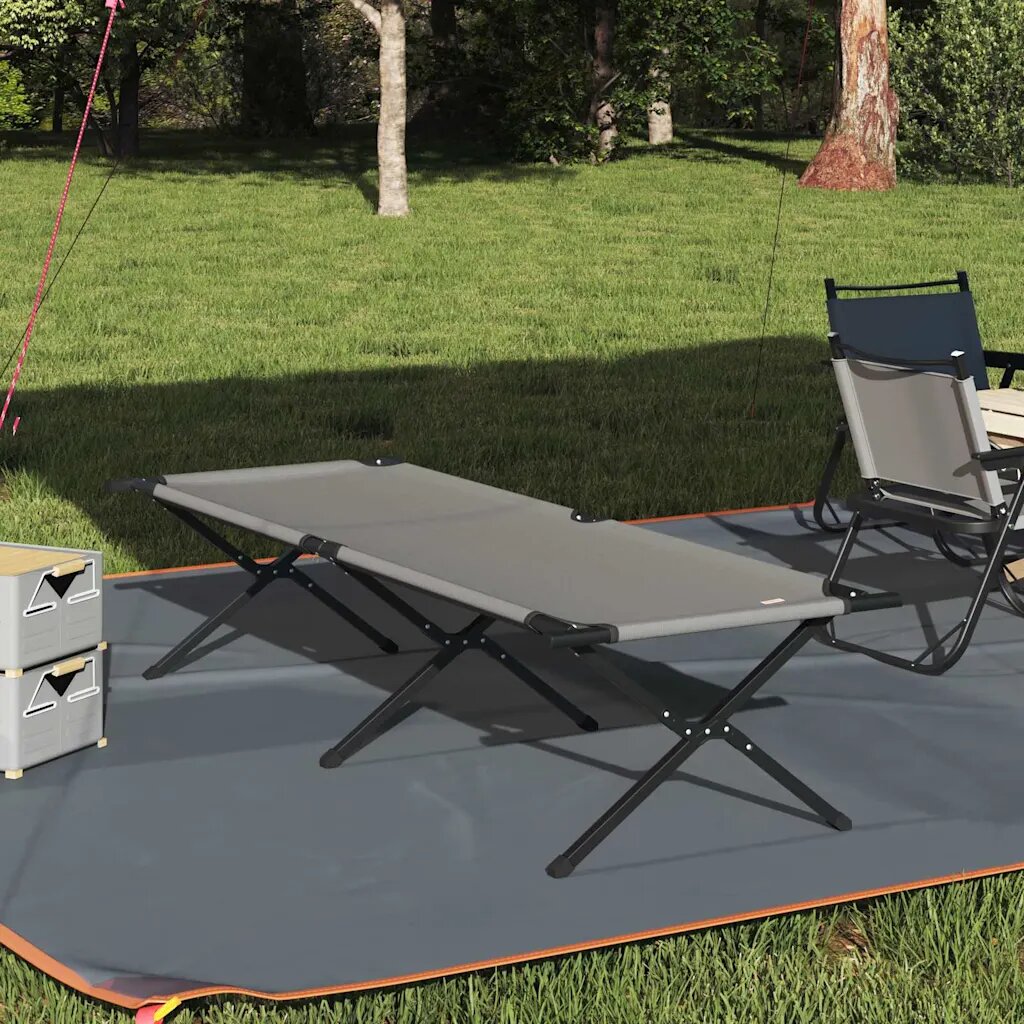 vidaXL Сгъваемо къмпинг легло Сив 210 x 80 x 46 см Оксфордска тъкан