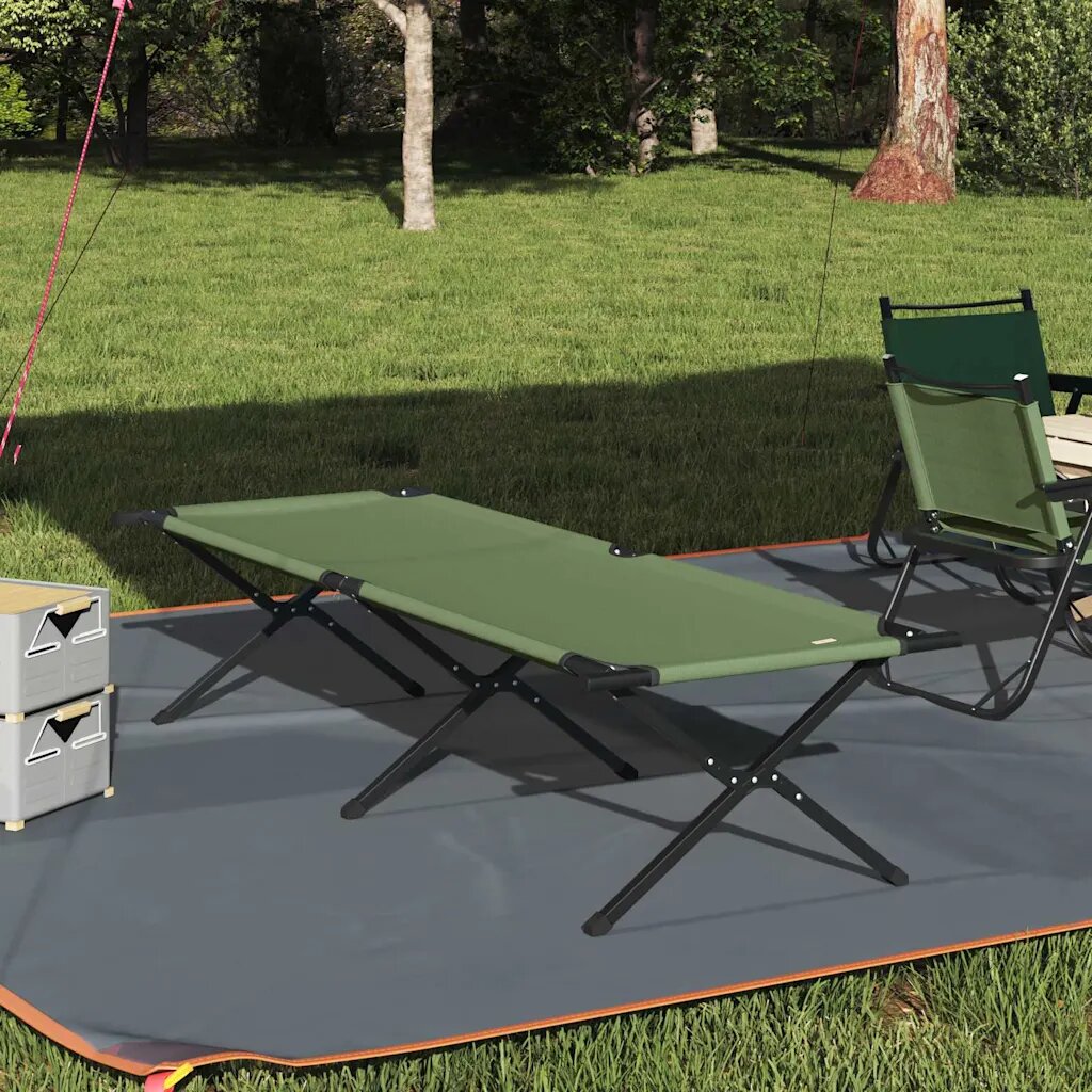 vidaXL Сгъваемо къмпинг легло Зелен 210 x 80 x 46 см Оксфордска тъкан