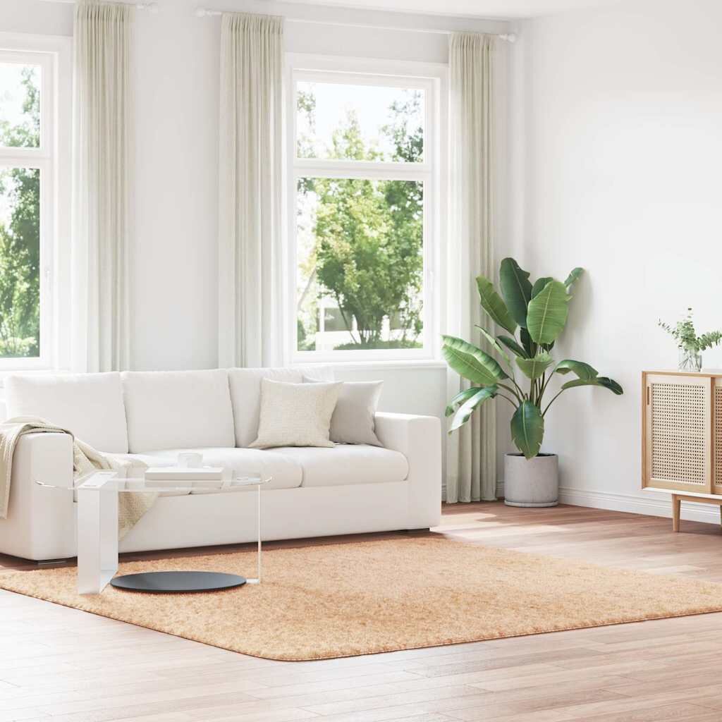 vidaXL Шаги килим с дълъг косъм NAVARRA Бежов 240x240 см полиестер