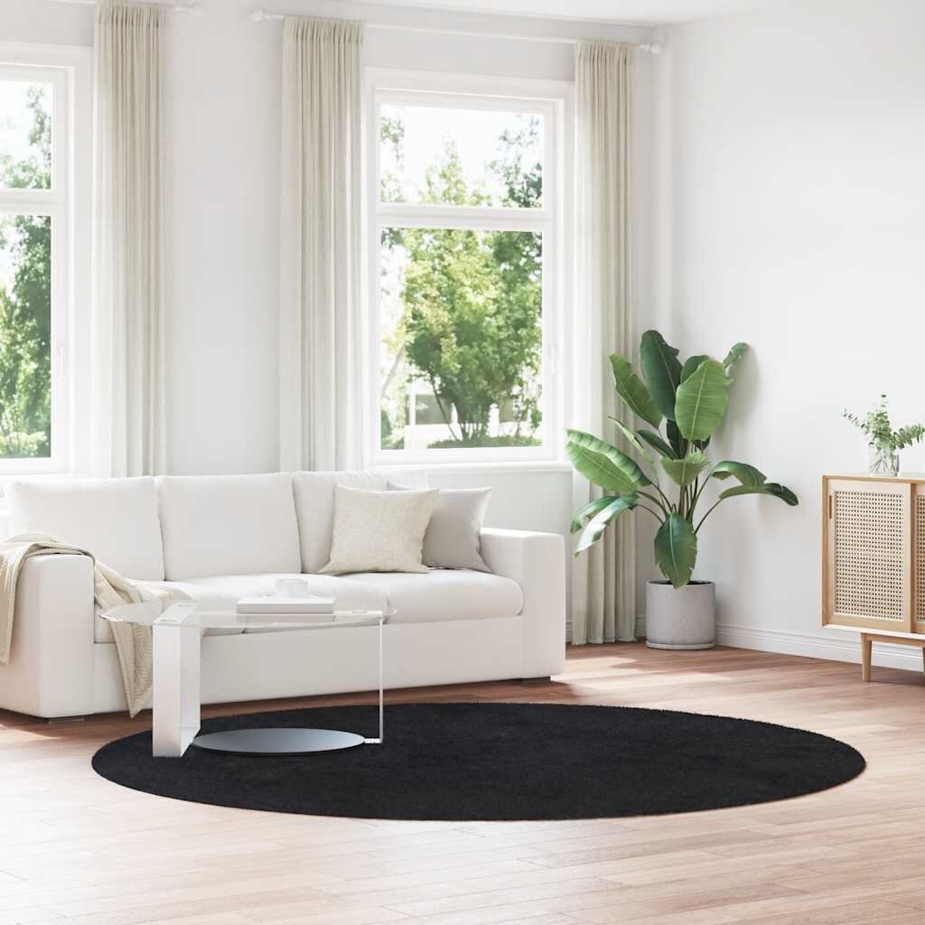 vidaXL Шаги килим с дълъг косъм NAVARRA черен 240x240 см полиестер