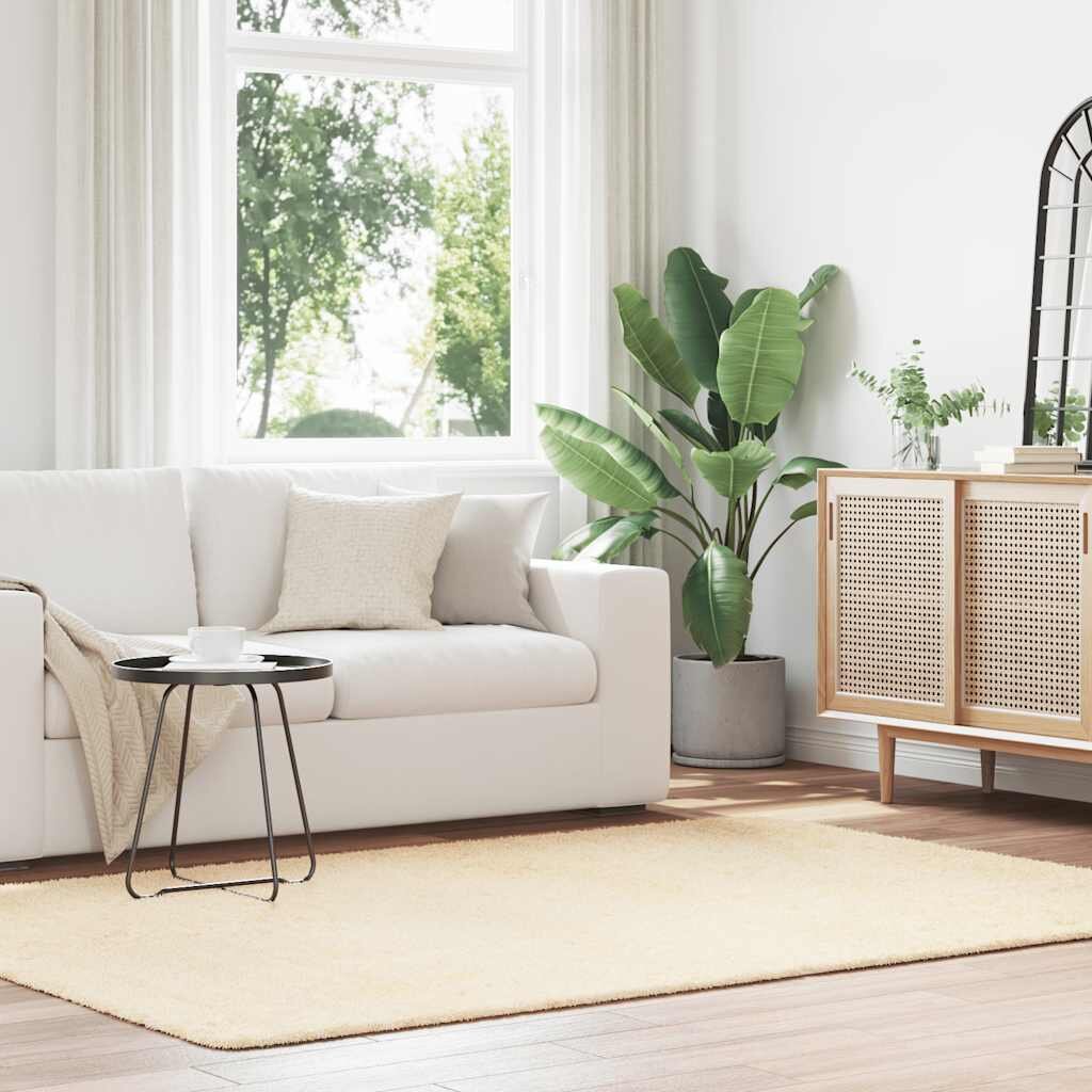 vidaXL Шаги килим с дълъг косъм NAVARRA кремав 160x230см полиестер