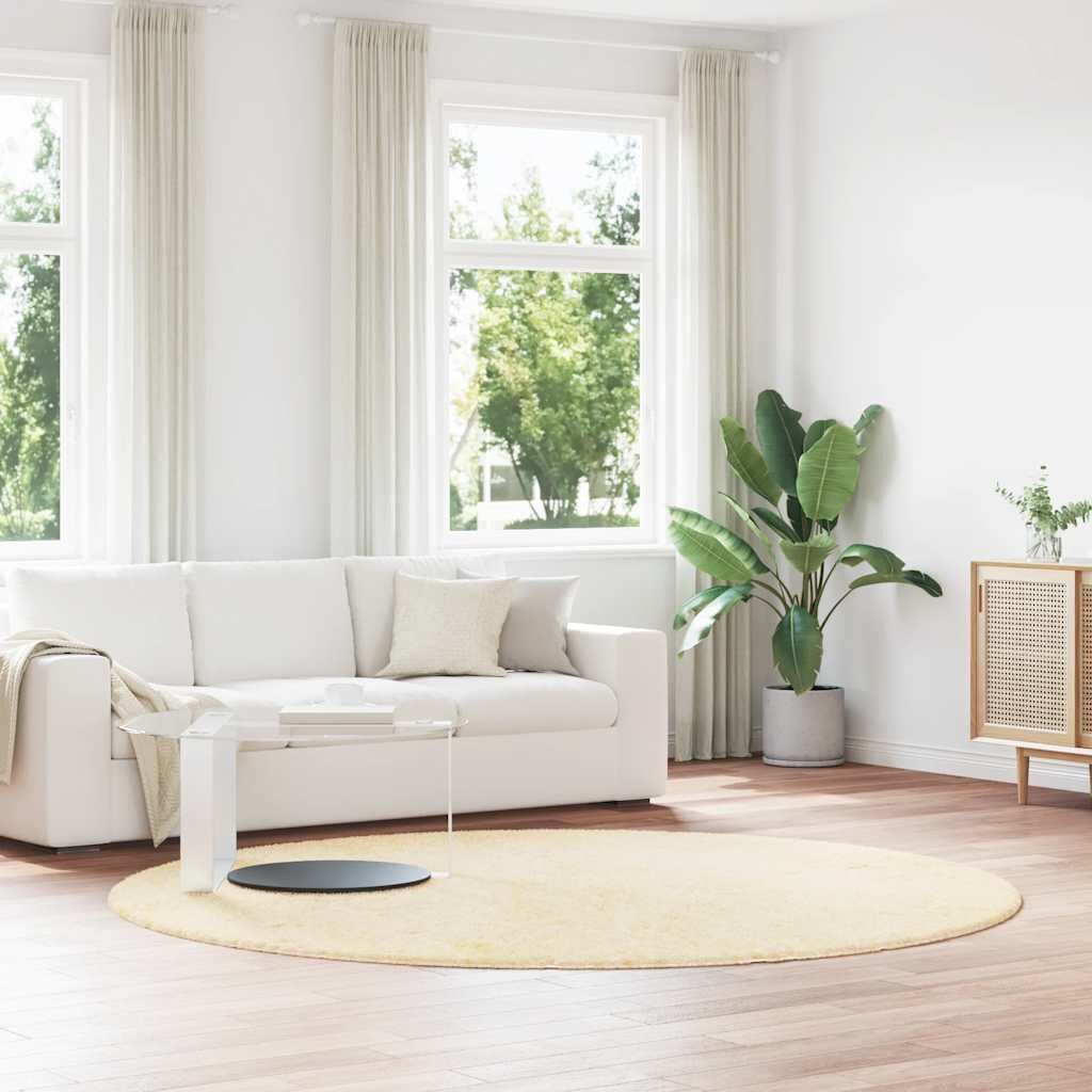 vidaXL Шаги килим с дълъг косъм NAVARRA кремав 240x240см полиестер